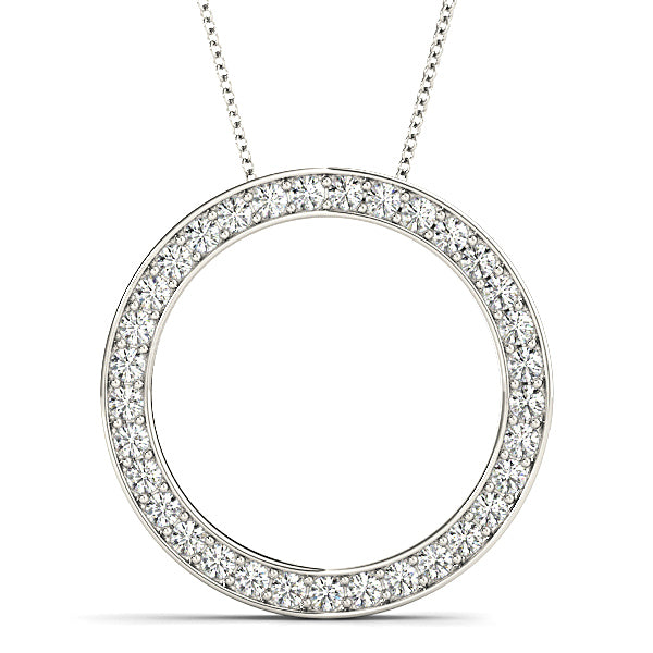 1.00 CTW Diamond Circle Necklace Pendant - Channel Set Pave for Women - Perfect for Weddings, Anniversaries & Special Occasions