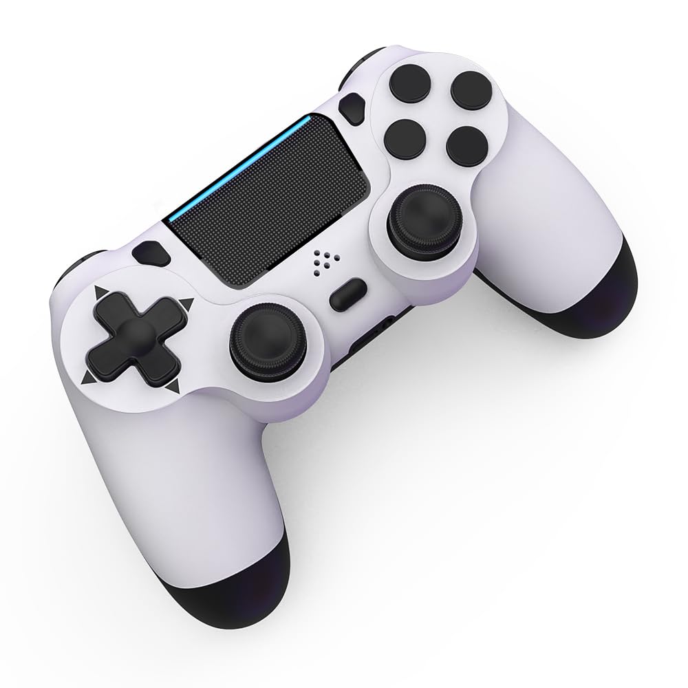 MOVONE Wireless PS4 Controller with Dual Vibration - Compatible with PlayStation 4, PS4 Slim & PS4 Pro (White) | Ergonomic Game Joystick for Enhanced Gaming Experience at Home or Parties