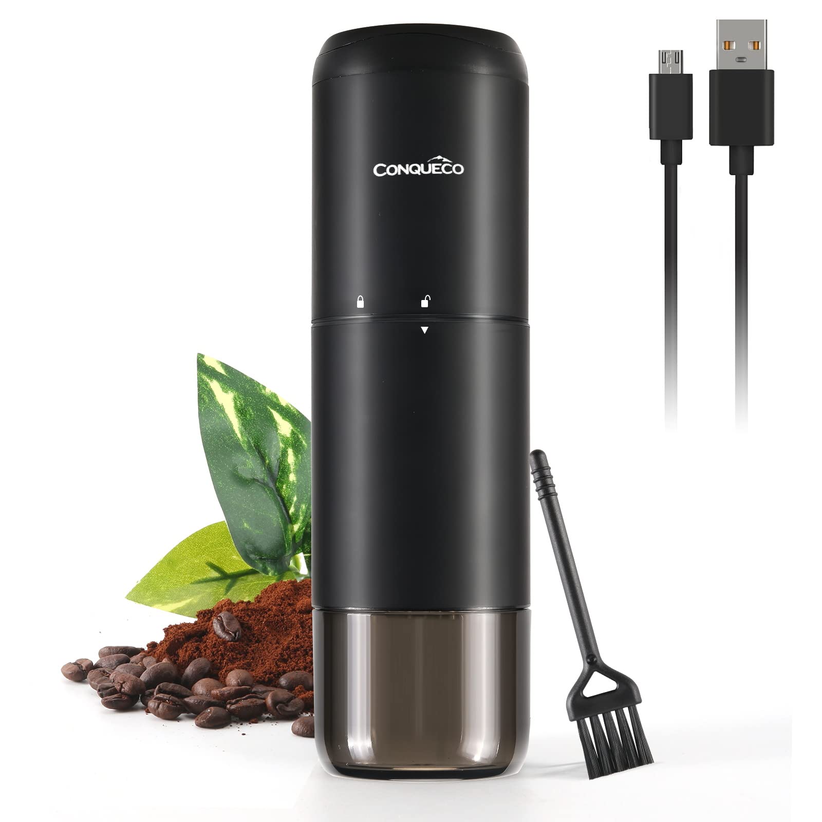 Premium Portable Electric Burr Coffee Grinder - Rechargeable Stainless Steel Conical Burr Grinder with 15 Precise Settings for Espresso, French Press & Cold Brew - 20g Capacity (Includes Cleaning Brush) - Perfect for Home, Office & Travel Use