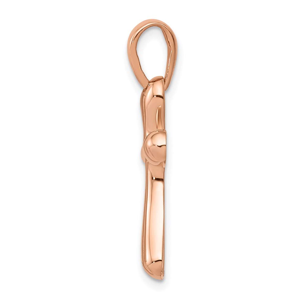 14k Rose Gold Black Bow Cross Pendant for Women - Elegant Jewelry Gift