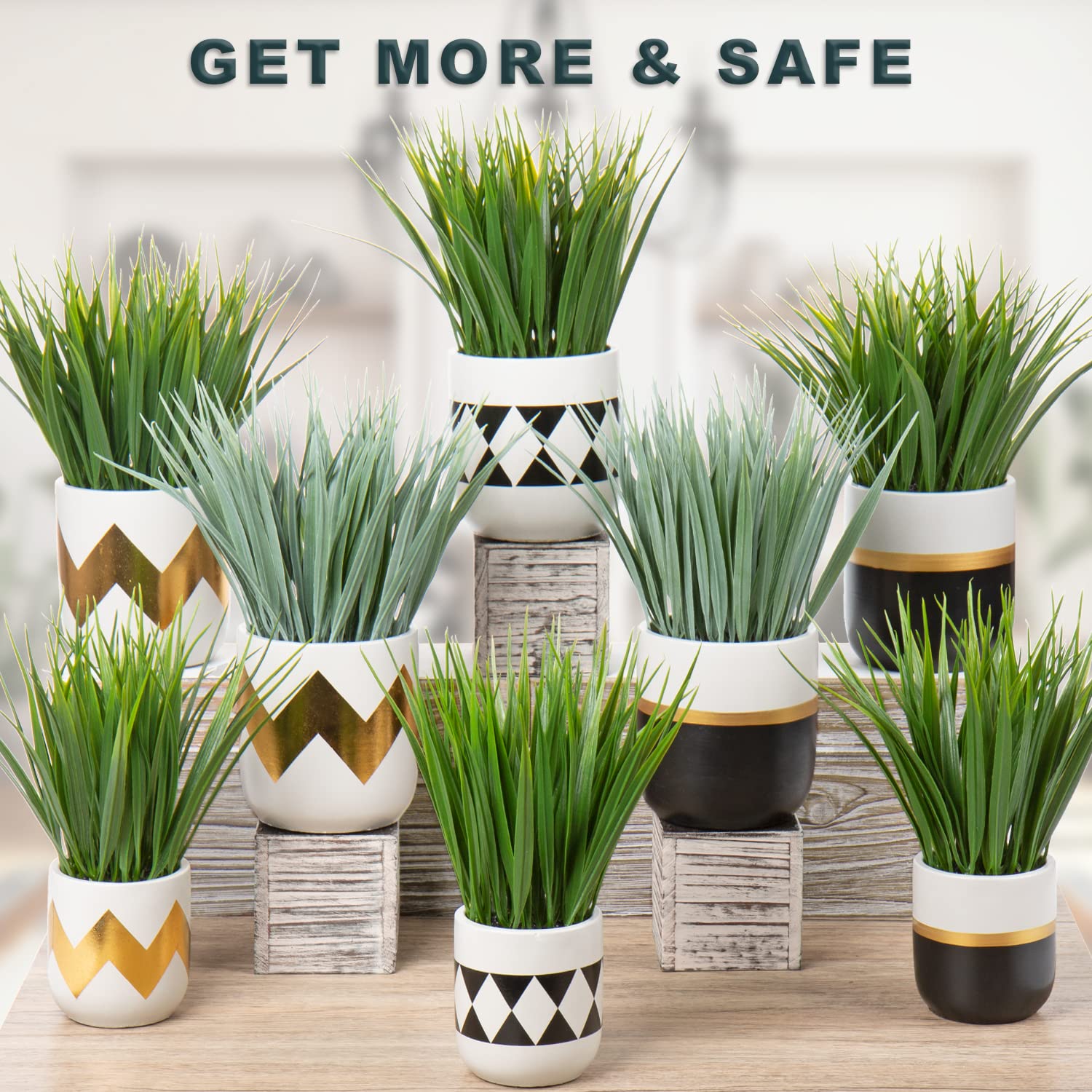 Small Artificial Potted Plants - Realistic Fake Plants in Decorative Pots for Home, Office, Desk, Bathroom & Indoor Decor | Perfect Housewarming Gift & Table Centerpiece
