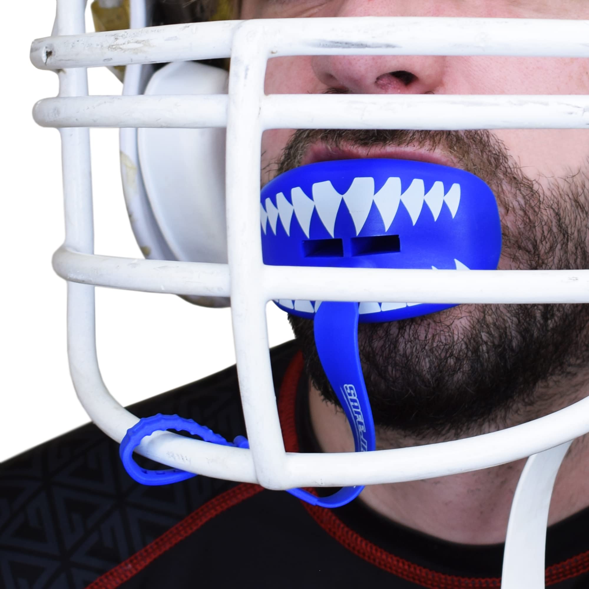 SafeJawz Sports Lip Guard - Breathable Football & Lacrosse Mouth Guard with Strap for Adults & Youth - Perfect for Football, Lacrosse, Rugby & Contact Sports Protection