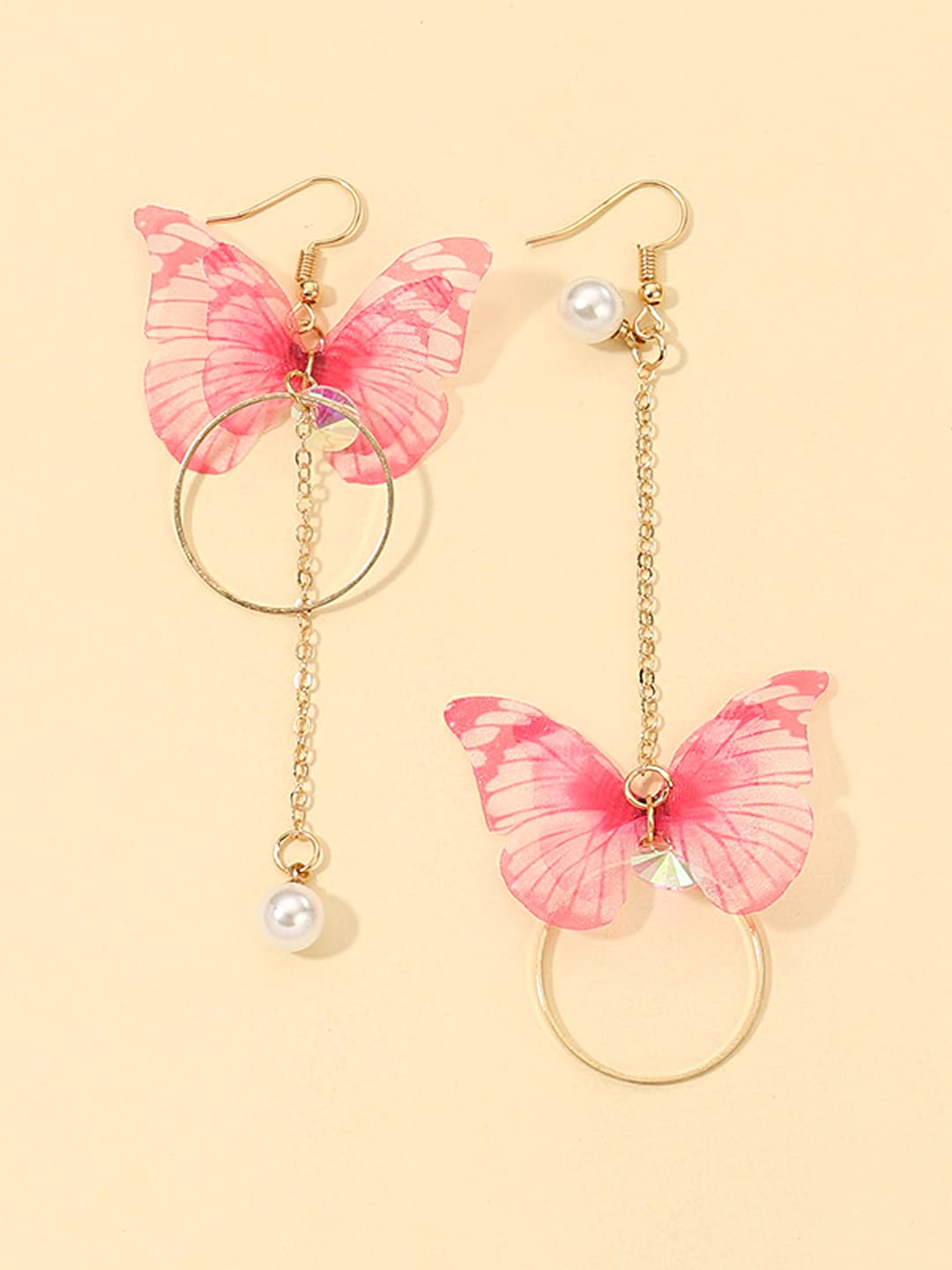Stylish Yellow & Pink Butterfly Long Chain Dangler Earrings for Women & Girls | Fashionable Drop Earrings | Perfect Birthday & Anniversary Gift for Her | Great for Parties, Weddings & Everyday Wear