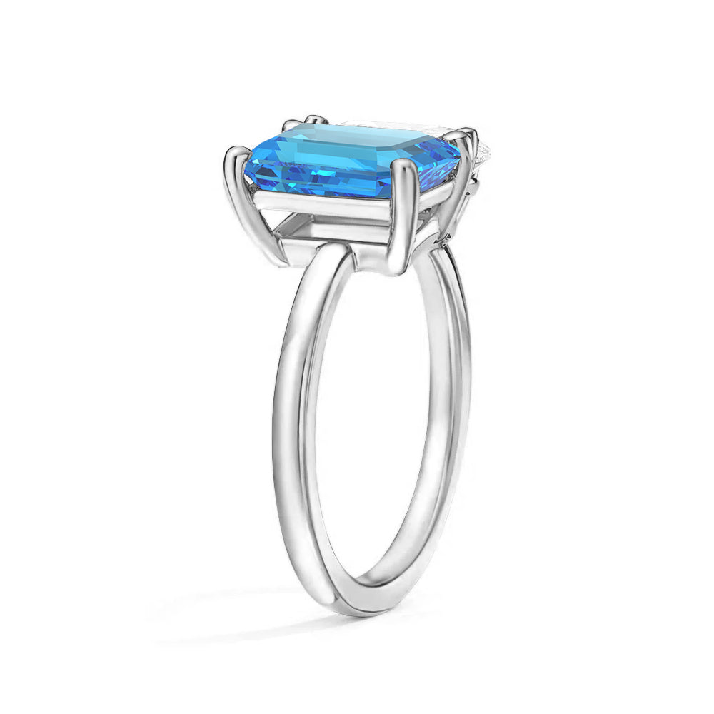 Personalized Toi et Moi Blue Topaz Birthstone Ring for Women - Custom Anniversary Jewelry Gift for Her - Perfect for Valentine's Day, Engagement & Romantic Occasions