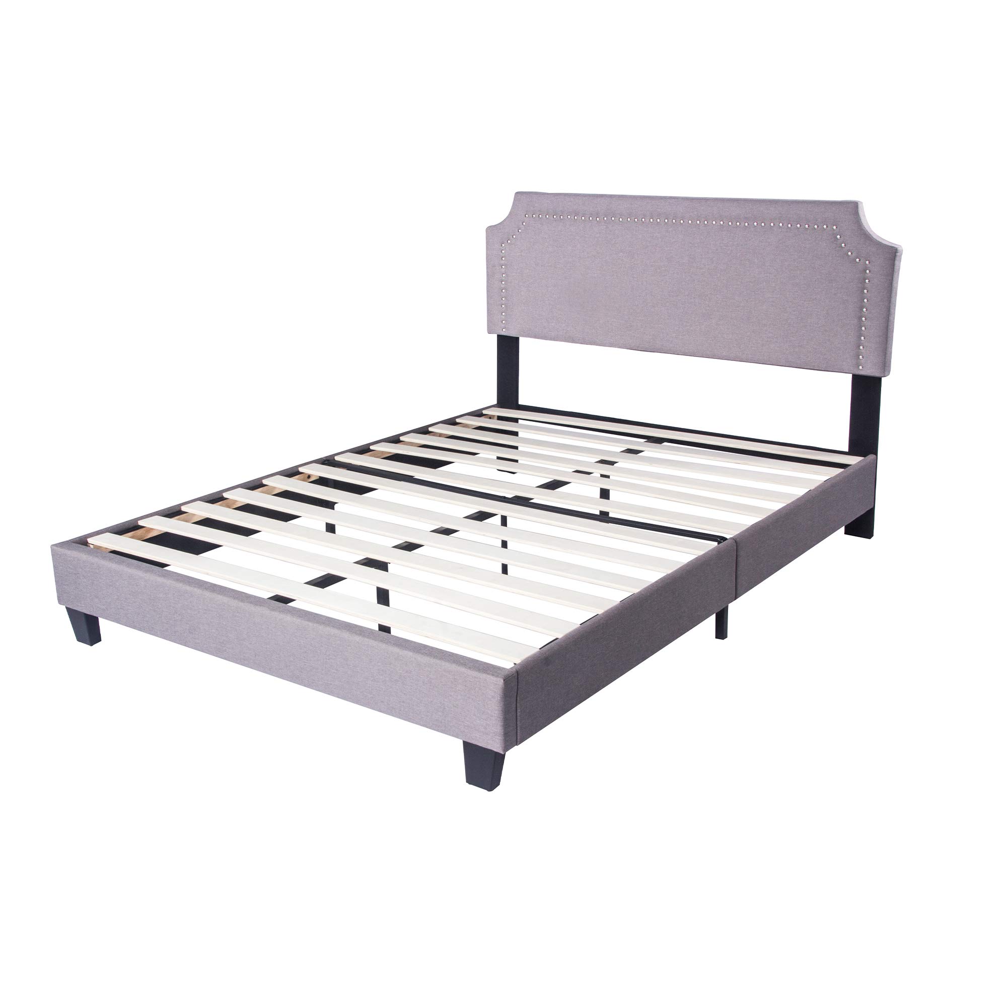 LUCKYERMORE 11 Inch Queen Platform Bed Frame with Upholstered Headboard - Wood Slat Support & Heavy Duty Metal Frame - No Box Spring Needed - Perfect for Modern Bedrooms & Small Spaces
