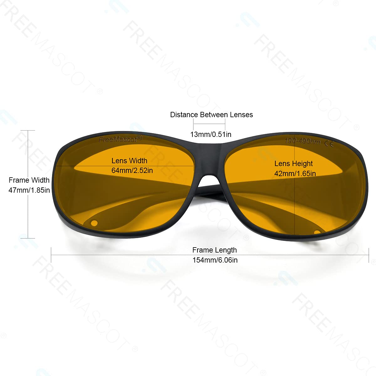 FreeMascot Professional OD 6+ 190nm-490nm Wavelength Violet/Blue Laser Safety Glasses - Protection for 405nm, 445nm, 450nm, 473nm Lasers (Style 4) - Ideal for Laser Engraving, Cutting, Medical & Laboratory Use