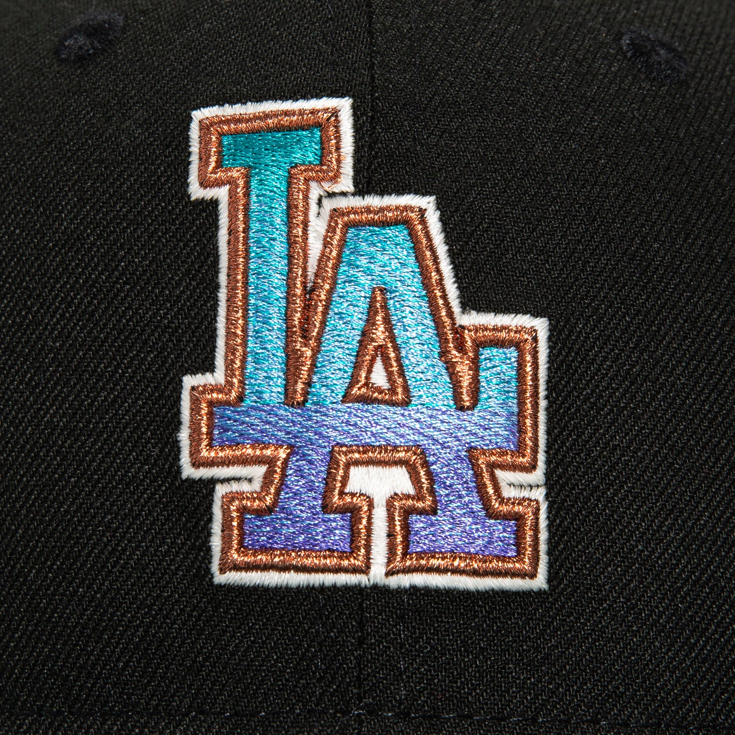 New Era 59Fifty Los Angeles Dodgers 50th Anniversary Winter Forest Gradient Snapback Hat with Stadium Patch - Black & Green for Baseball Fans & Cold Weather Fashion