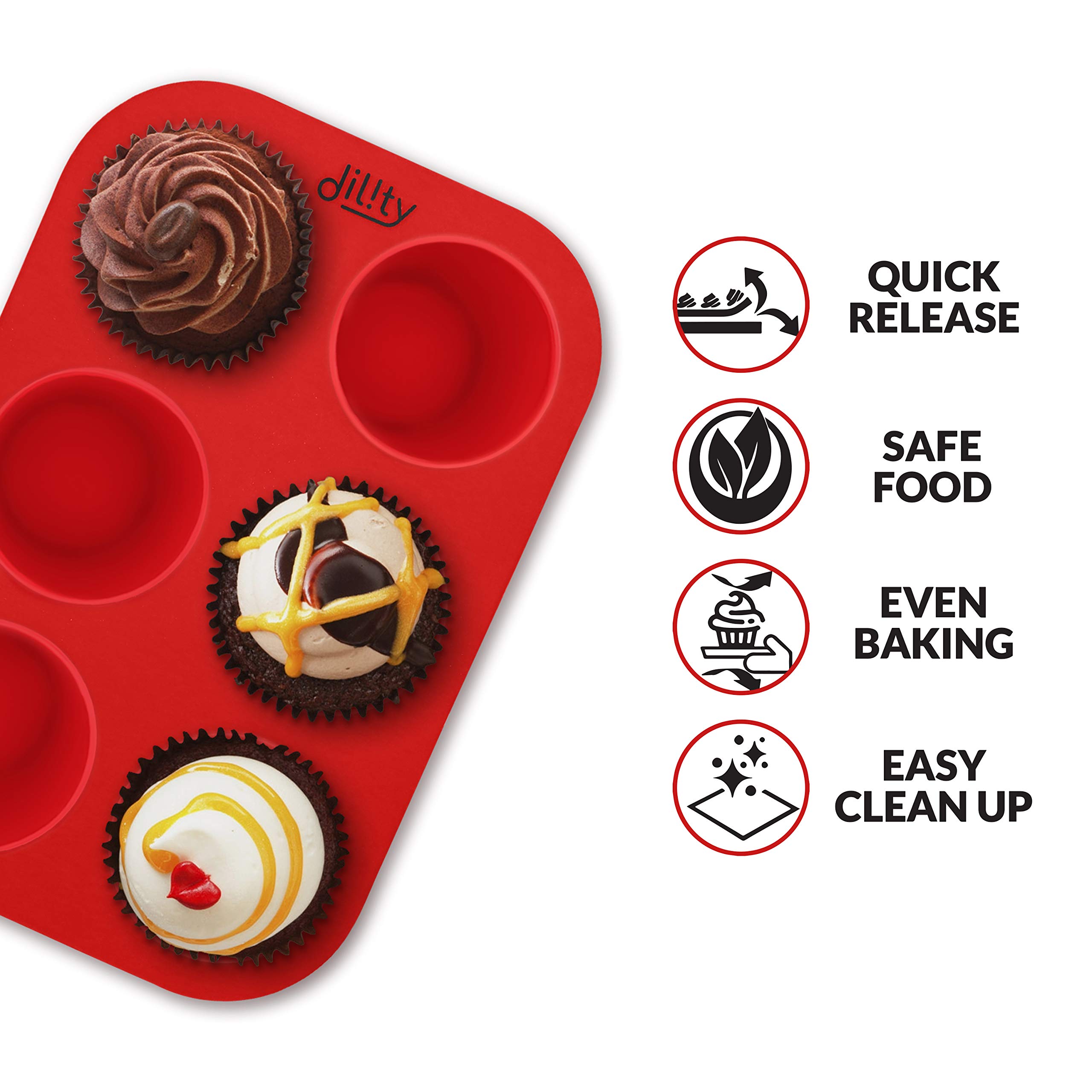 6-Cup Silicone Muffin Pan - Extra Deep Large Cupcake Baking Tray for Muffins, Cupcakes & Yorkshire Puddings | Non-Stick BPA-Free Bakeware | Perfect for Home Baking, Parties & Holiday Treats
