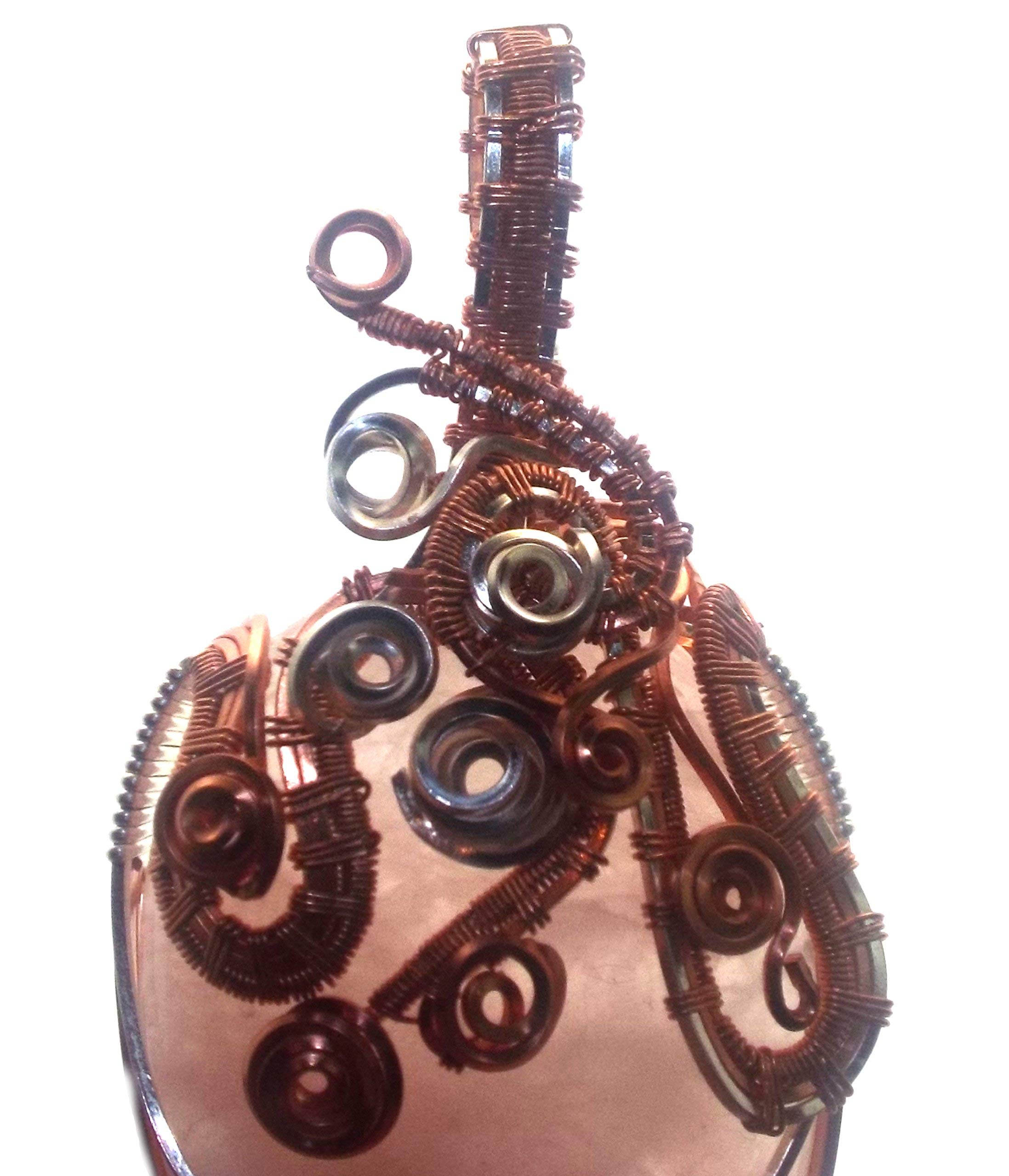 Rose Quartz Gemstone Pendant with Copper & Silver Plated Wire Weave - Elegant Necklace for Healing, Meditation & Spiritual Jewelry Gifts