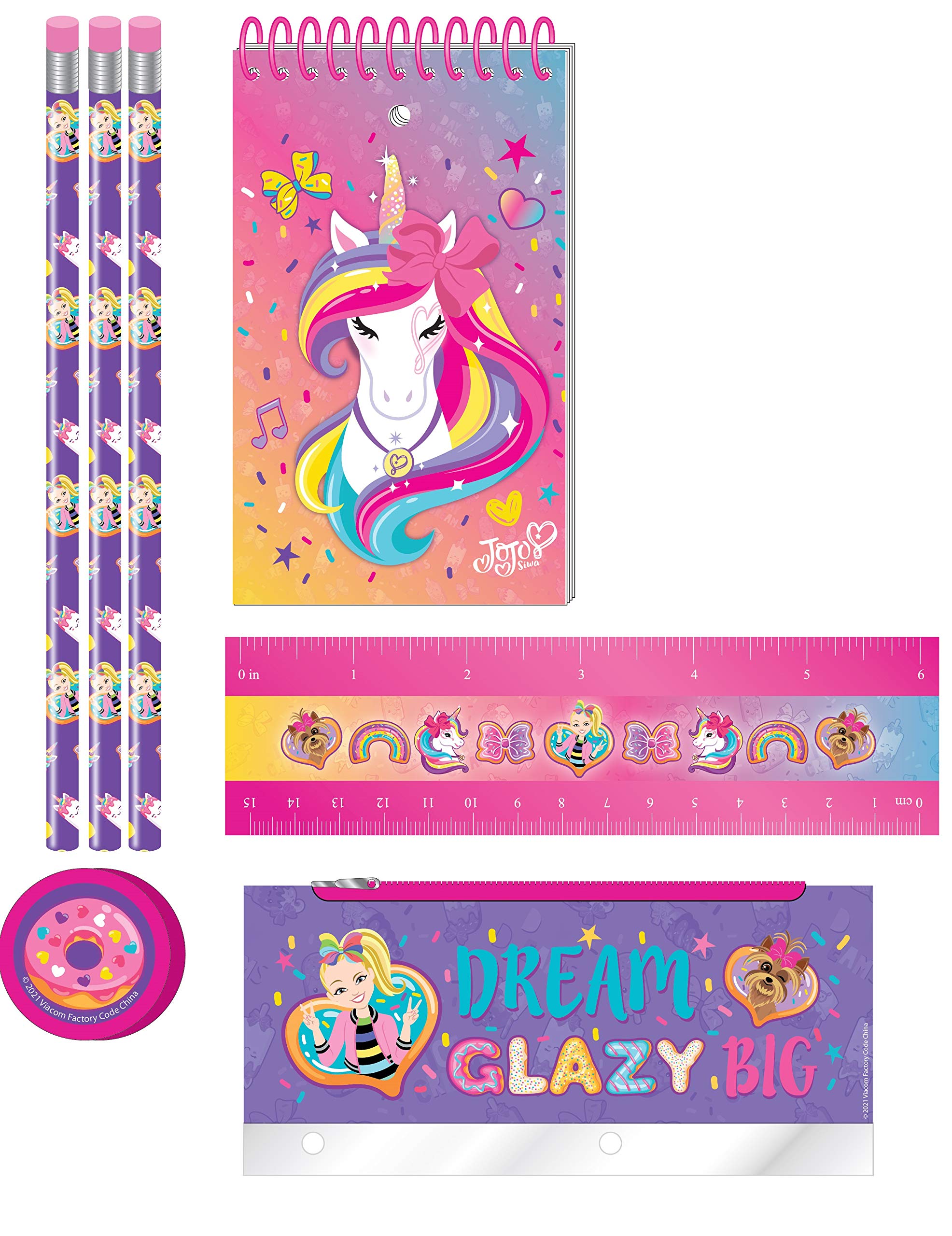 JoJo Siwa Kids School Supplies Set - 11 Pc. Back to School Kit with Pencil Case, Notebook, Folders & Pencils | Cute Stationery for Girls, Classroom Essentials, Homework Organization & Gift Ideas