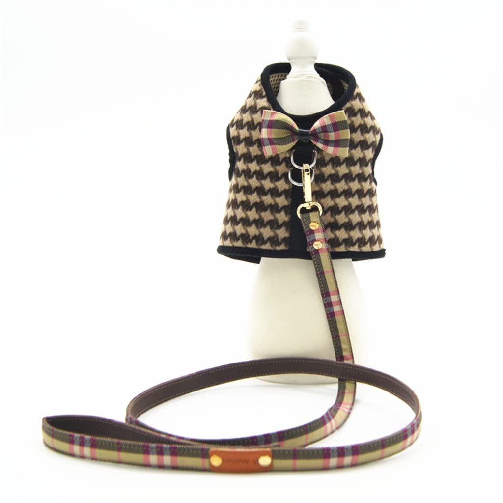 Winter Dog Dress Harness Skirt with Leash - Warm Puppy Costume for Yorkshire, Pomeranian, Schnauzer, Poodle, Pug & French Bulldog - Perfect for Cold Weather Walks & Holiday Photos