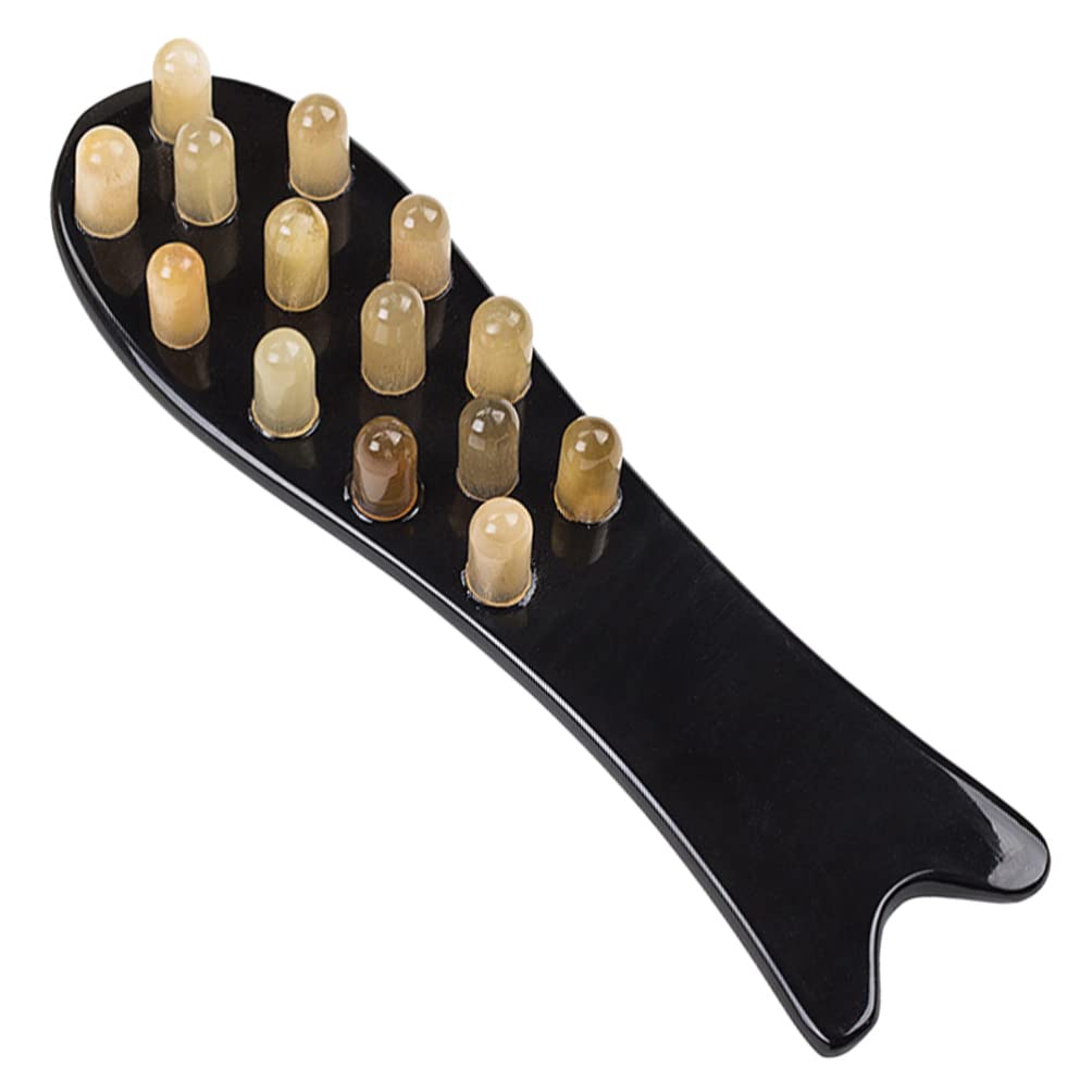 EXCEART Natural Horn Hair Straightening Brush & Scalp Massager - Wooden Bristle Comb for Smoothing, Styling & Beard Care - Perfect for Daily Hair Care, Salon Use & Travel Essentials