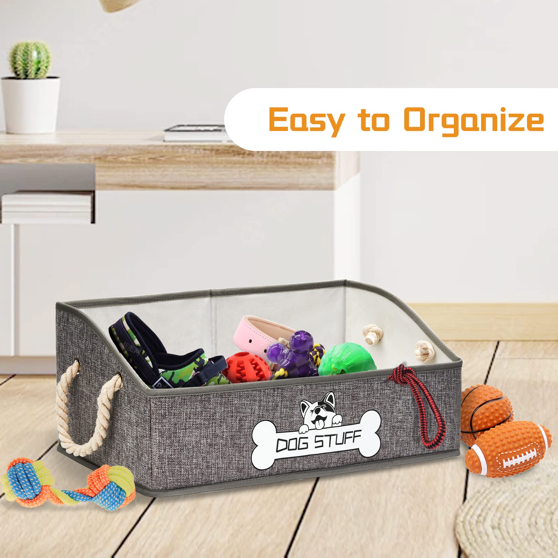 Foldable Fabric Pet Toy Storage Bin with Handle - Collapsible Trapezoid Basket Organizer for Dog Toys, Blankets & Accessories | Perfect for Living Room, Bedroom & Pet Play Areas