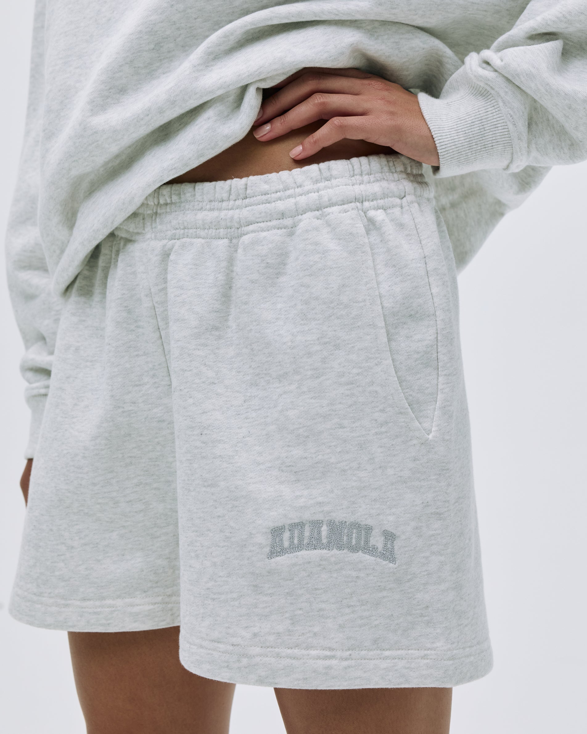 Varsity Sweatpants Shorts for Men & Women - Light Grey Melange Cotton Blend Comfortable Athletic Shorts for Running, Gym, and Casual Wear