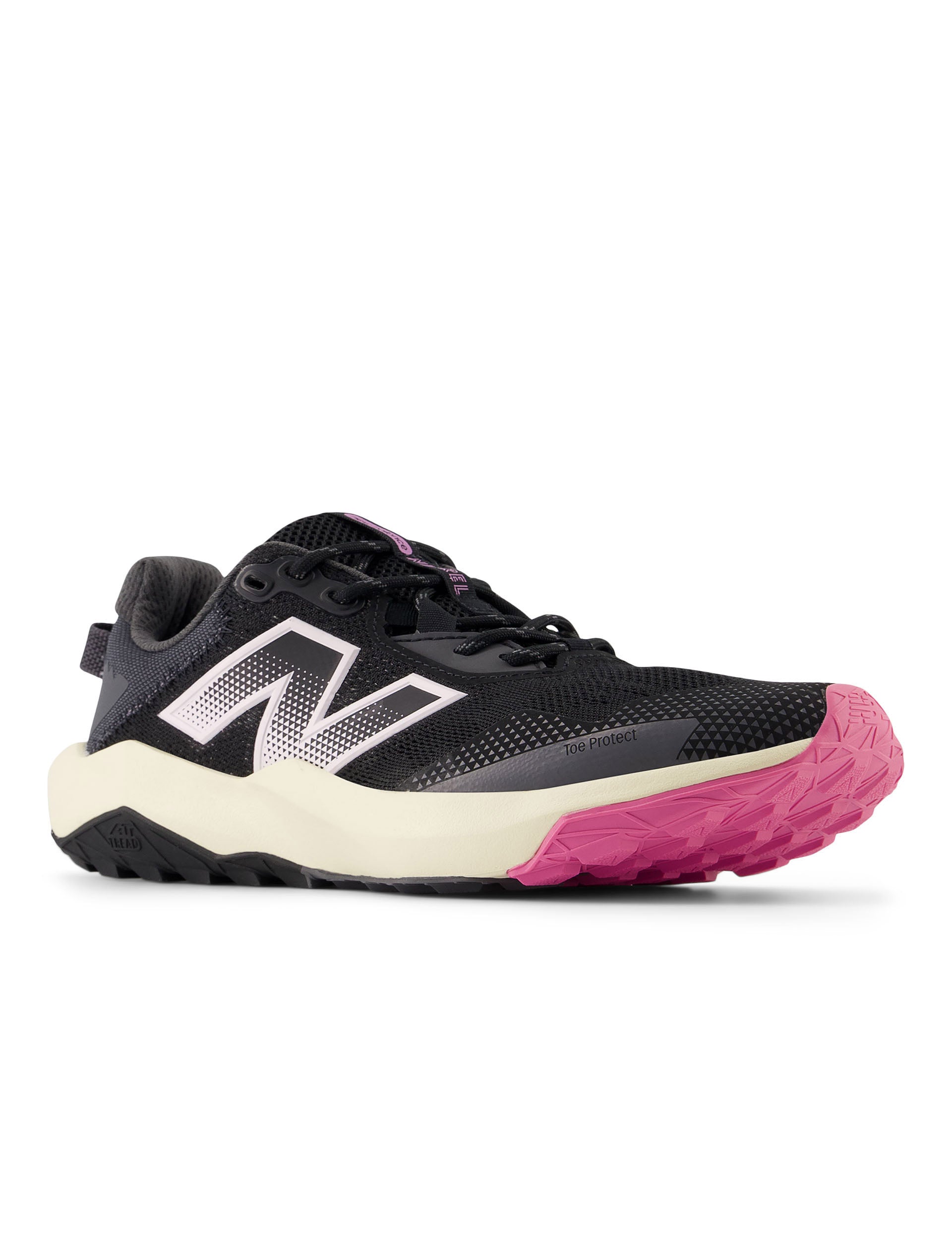 DynaSoft Nitrel v6 Running Shoes for Women - Black/Pink Granite/Angora - Lightweight Trail Running & Hiking Shoes for Outdoor Activities