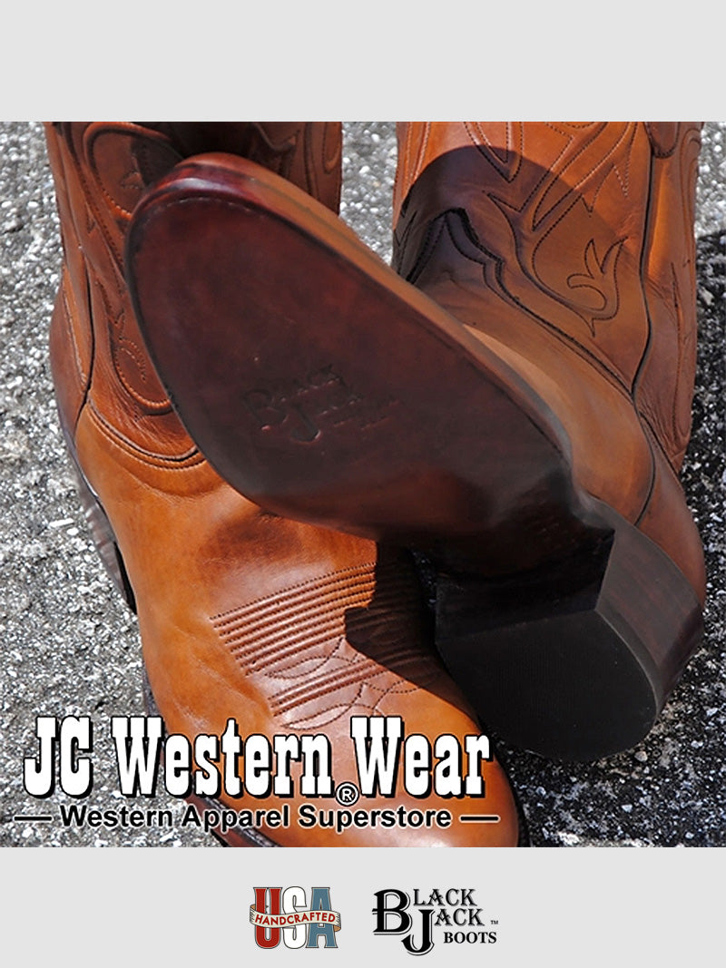 Black Jack BP405 64 Men's Ranch Hand Western Boots - Burnished Peanut Brown Leather Cowboy Boots for Riding, Work & Country Style Fashion