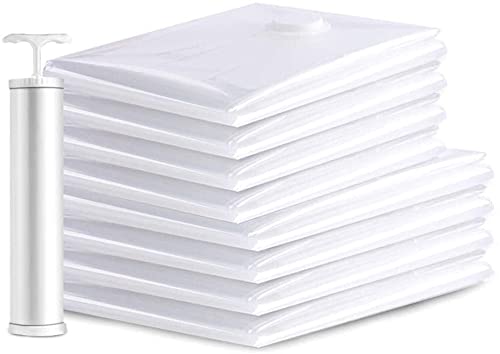 Haoogoo Vacuum Storage Bags 8-Pack (4 Large & 4 Jumbo) - Space Saving Compression Bags for Clothes, Pillows, Comforters - Includes Hand Pump for Travel & Home Organization - Perfect for Moving, Seasonal Storage & Closet Space Saving