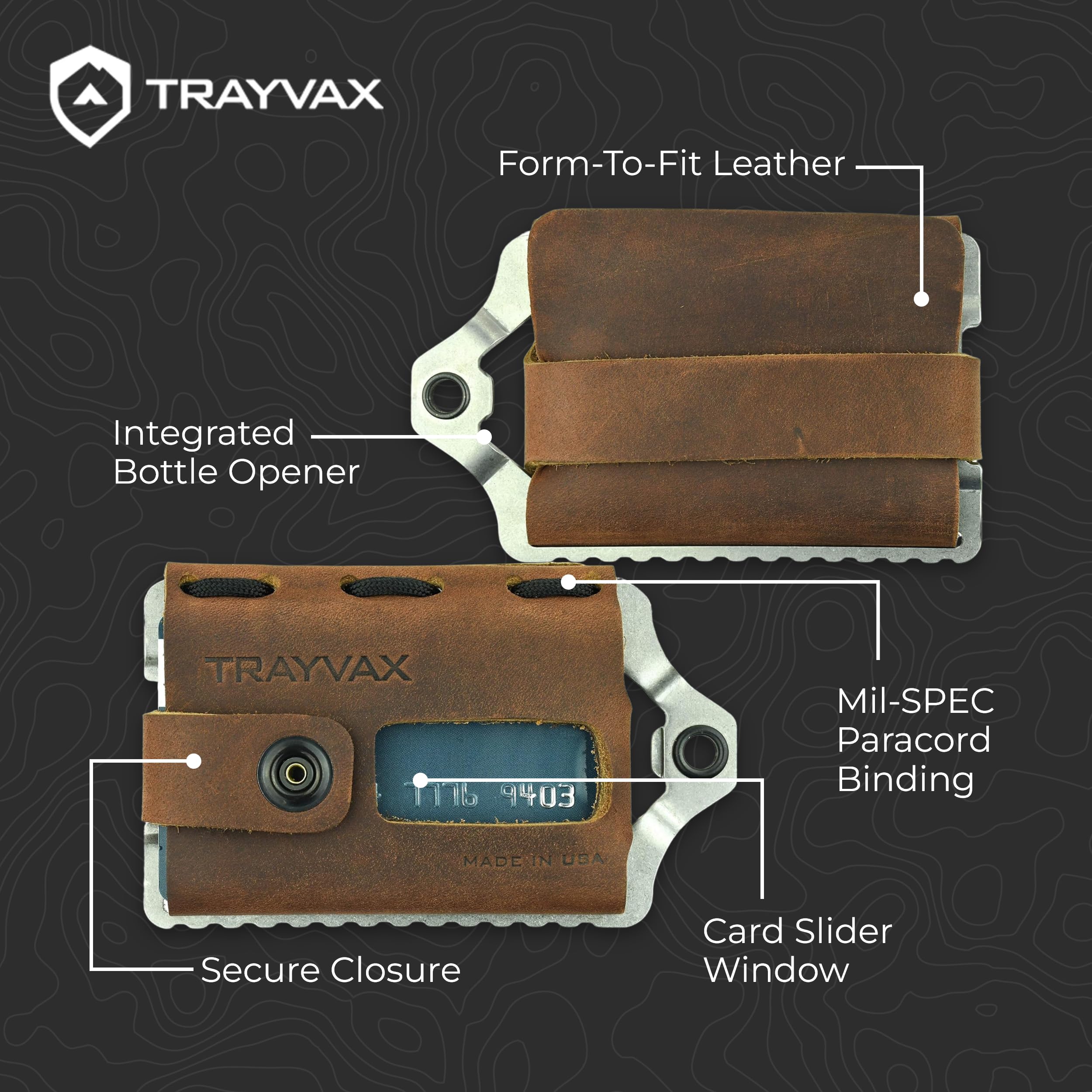 Trayvax Element RFID Blocking Front Pocket Wallet - Slim Leather & Metal Credit Card Holder with Money Clip for Men & Women | Perfect for Travel, Everyday Carry & Minimalist Lifestyle