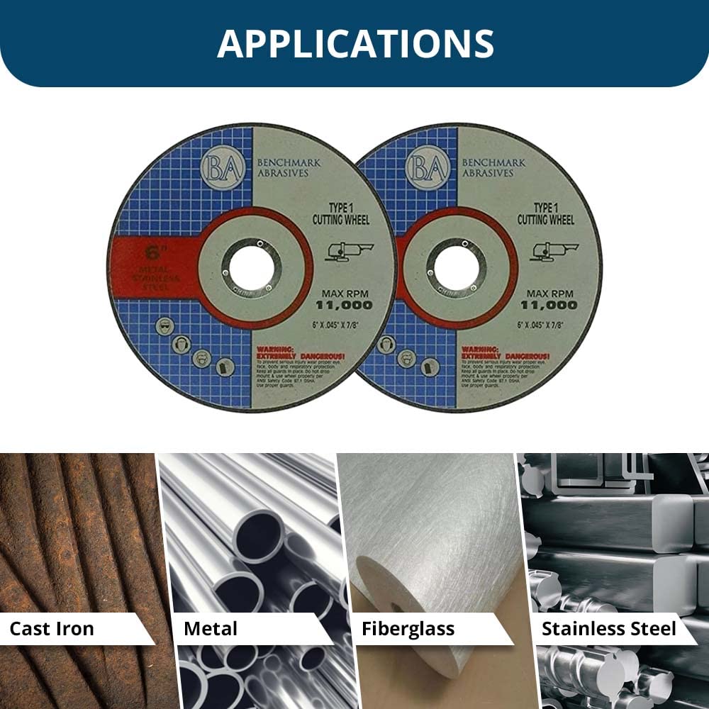 Benchmark Abrasives 6-Inch Metal Cutting Wheel - 25 Pack | .045