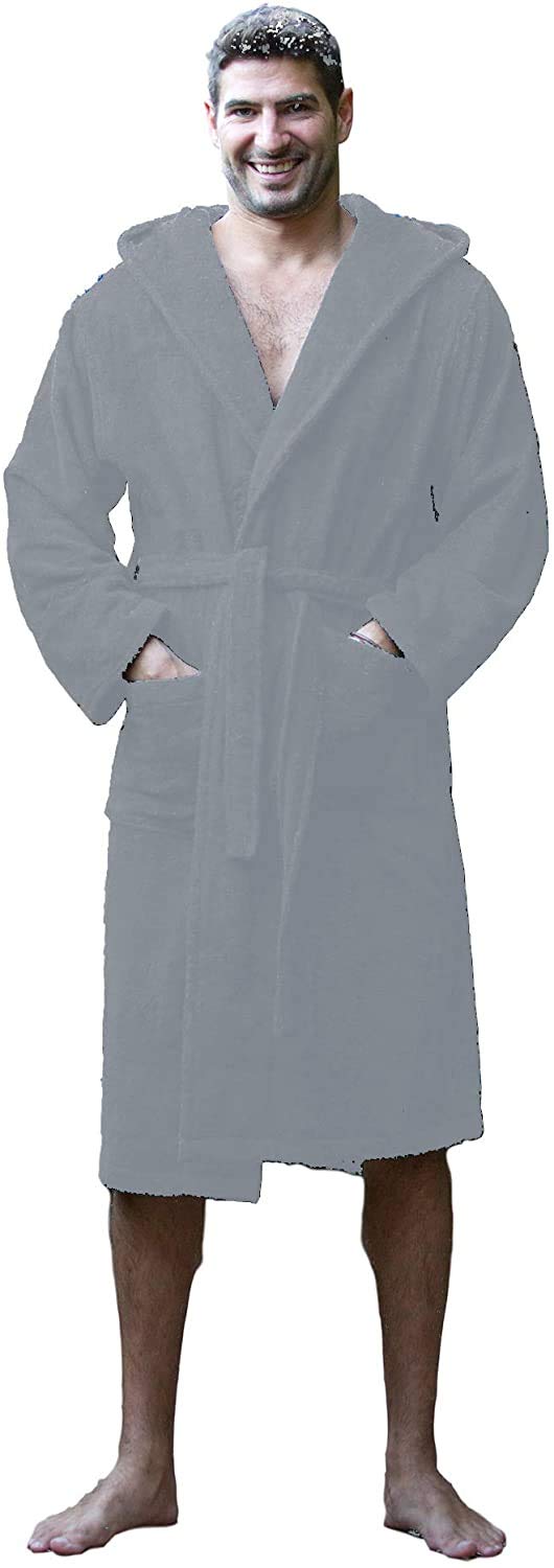 Soft Terry Cotton Hooded Robes for Men & Women - Unisex Bamboo Bathrobe for Spa, Lounge & Home Relaxation