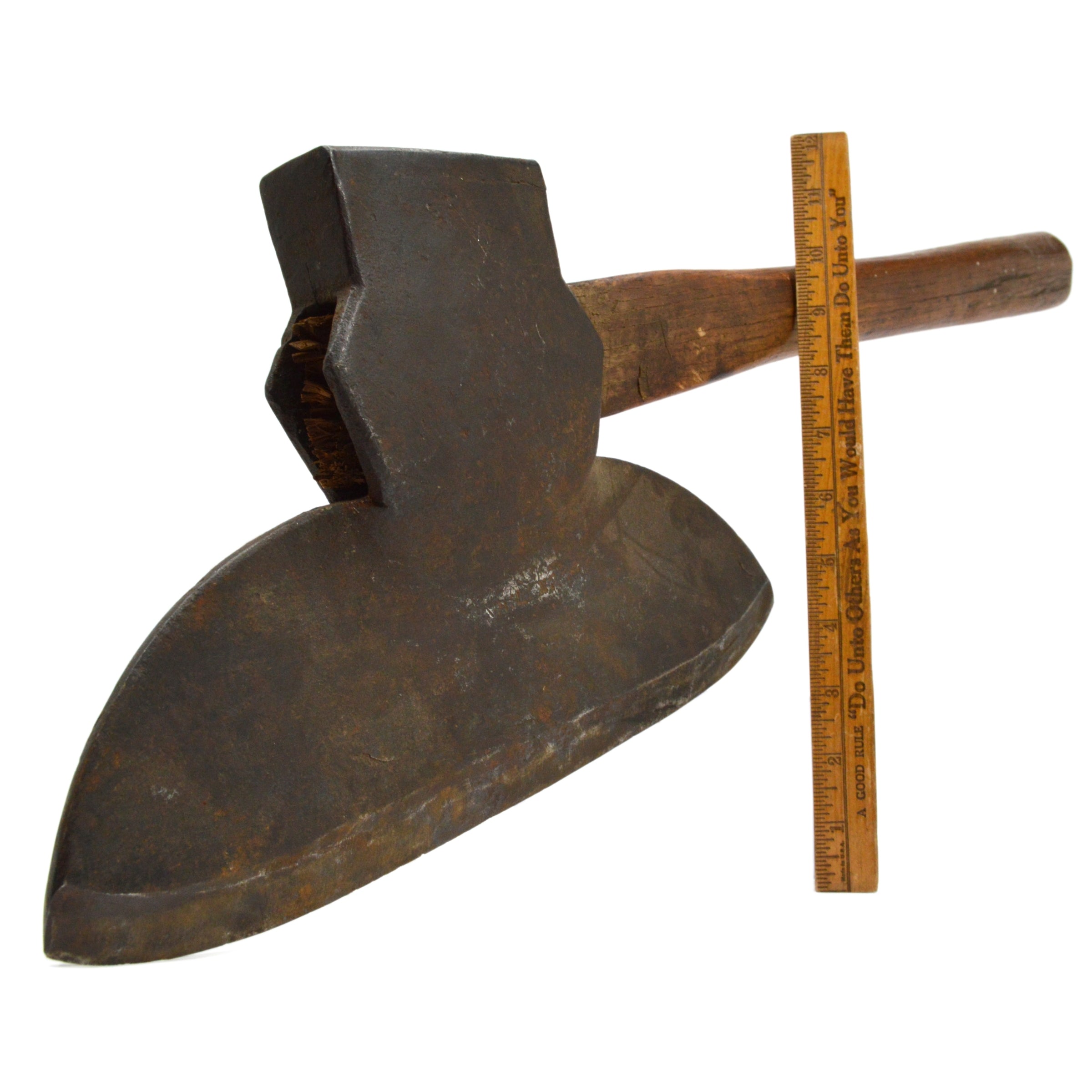 Vintage Broad Hewing Axe with Partial Makers Mark - Michigan Pattern 13