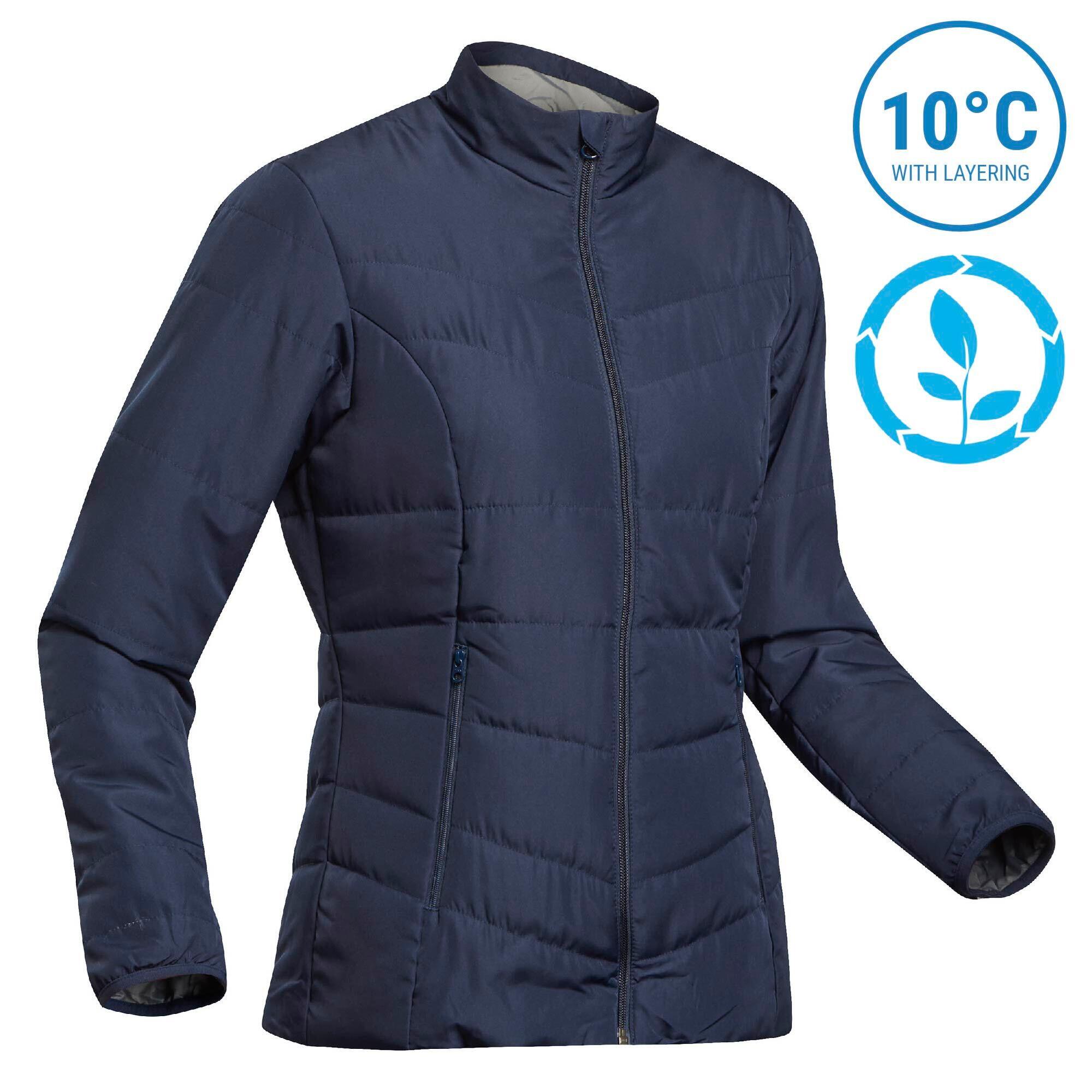 Forclaz Women's Synthetic Insulated Mountain Backpacking Jacket with Padding - Lightweight, Water-Resistant for Hiking & Outdoor Adventures (32°F/0°C Rating) - Perfect for Camping, Trekking & Cold Weather Activities