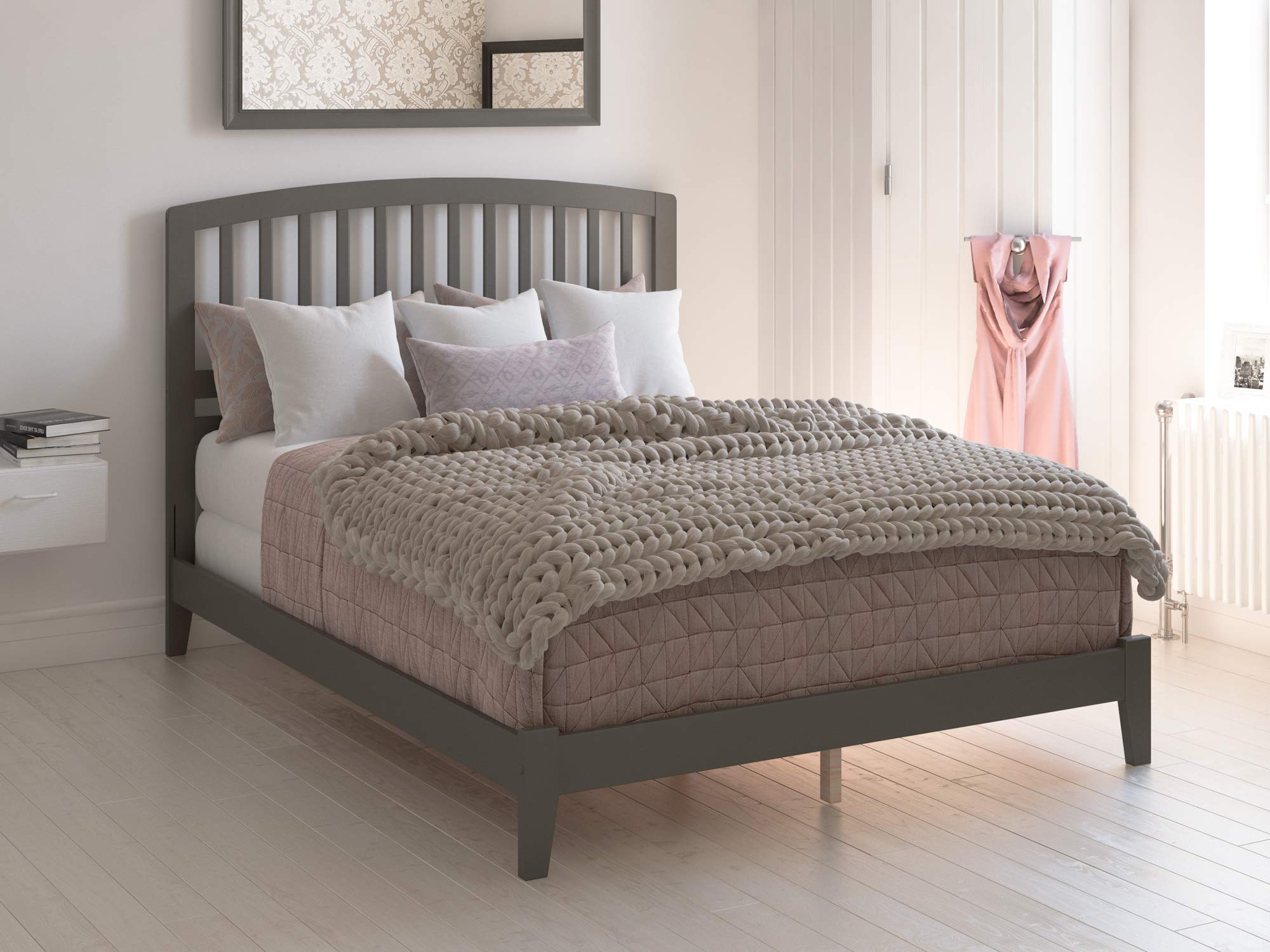 AFI Richmond King Platform Bed Frame with USB Charging Ports, Grey - Modern Bedroom Furniture for Convenient Charging & Stylish Sleep Space