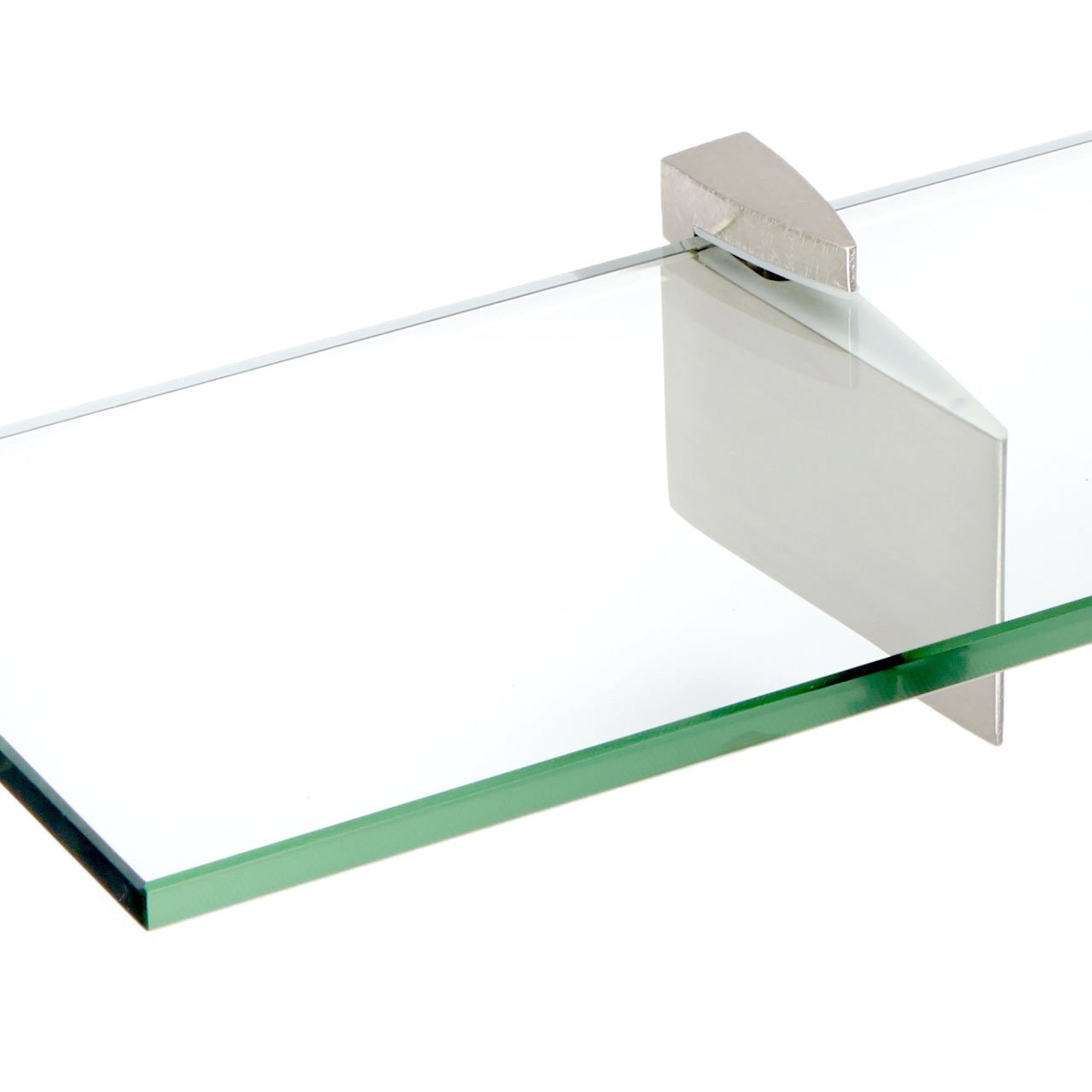 Spancraft Glass Raven Floating Shelf - Brushed Steel Finish, 12 x 27 Inches - Modern Wall Shelf for Bathroom, Kitchen, Living Room Decor