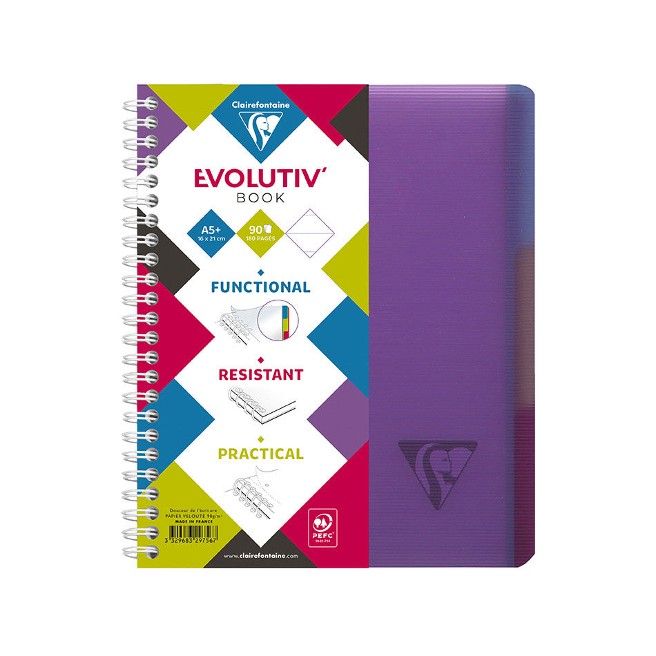 Clairefontaine Linicolor Wirebound A5 Notebook with 3 Removable Dividers - Perfect for School, Office & Journaling | Premium Spiral Bound Notebook for Notes, Planning & Organization