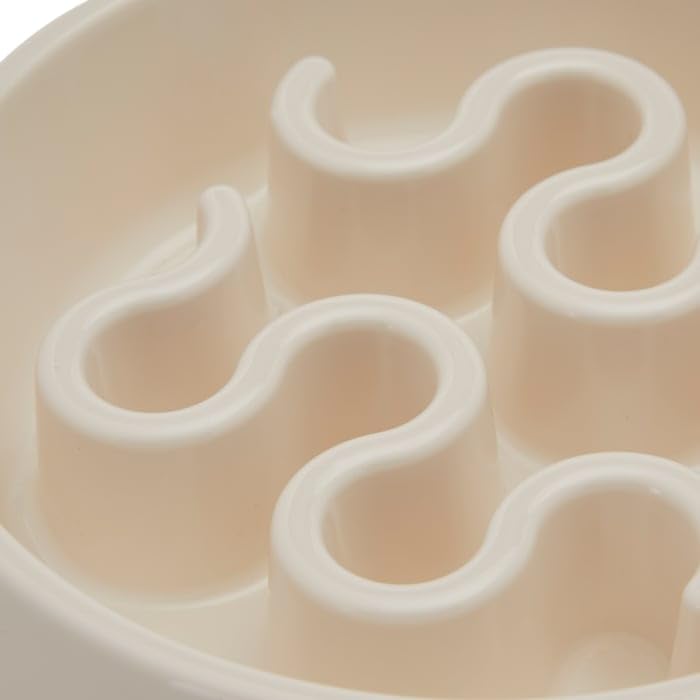 EveryYay Slow Feeder Dog Bowl - 2.5 Cup Capacity - Anti-Gulping White Pet Dish for Fast Eaters - Perfect for Mealtime Enrichment & Digestion Aid