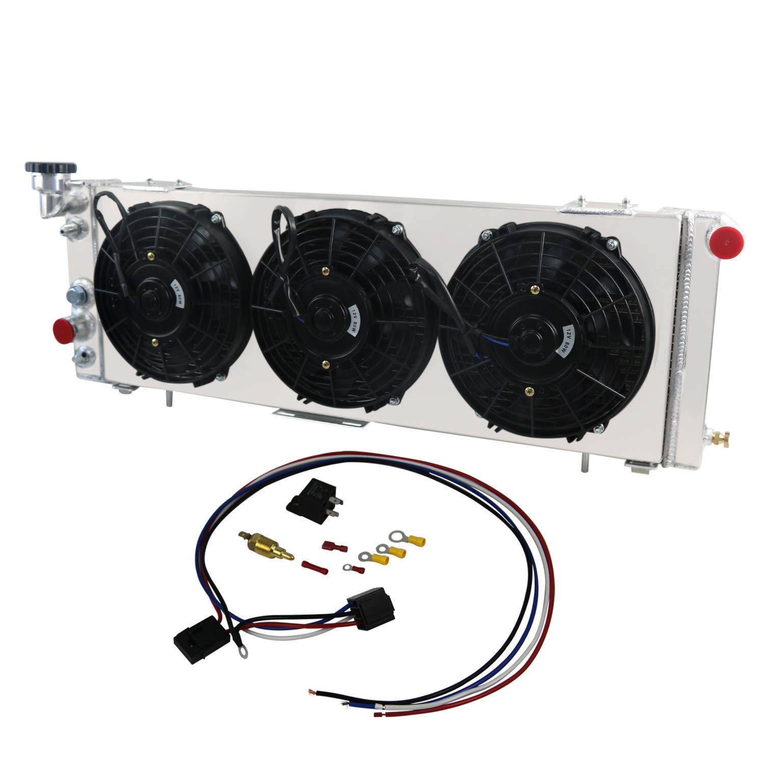 1991-2001 Jeep Cherokee XJ/Wagoneer/Comanche 2.5L 4.0L Full Aluminum Radiator with 4-Row Cooling & Shroud Fans - High Performance Cooling Upgrade for Off-Road & Daily Driving