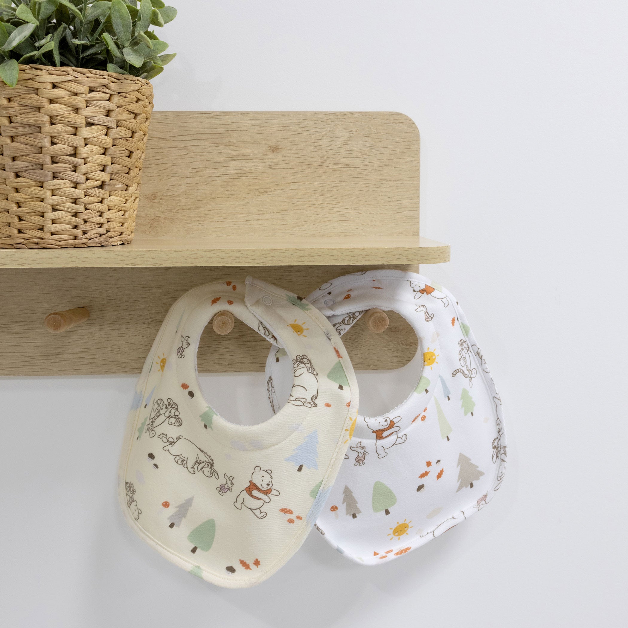 Disney Winnie the Pooh 2-Pack Drool Bibs for Babies - Soft Absorbent Cotton Bibs for Feeding & Teething - Perfect Gift for Newborns & Toddlers
