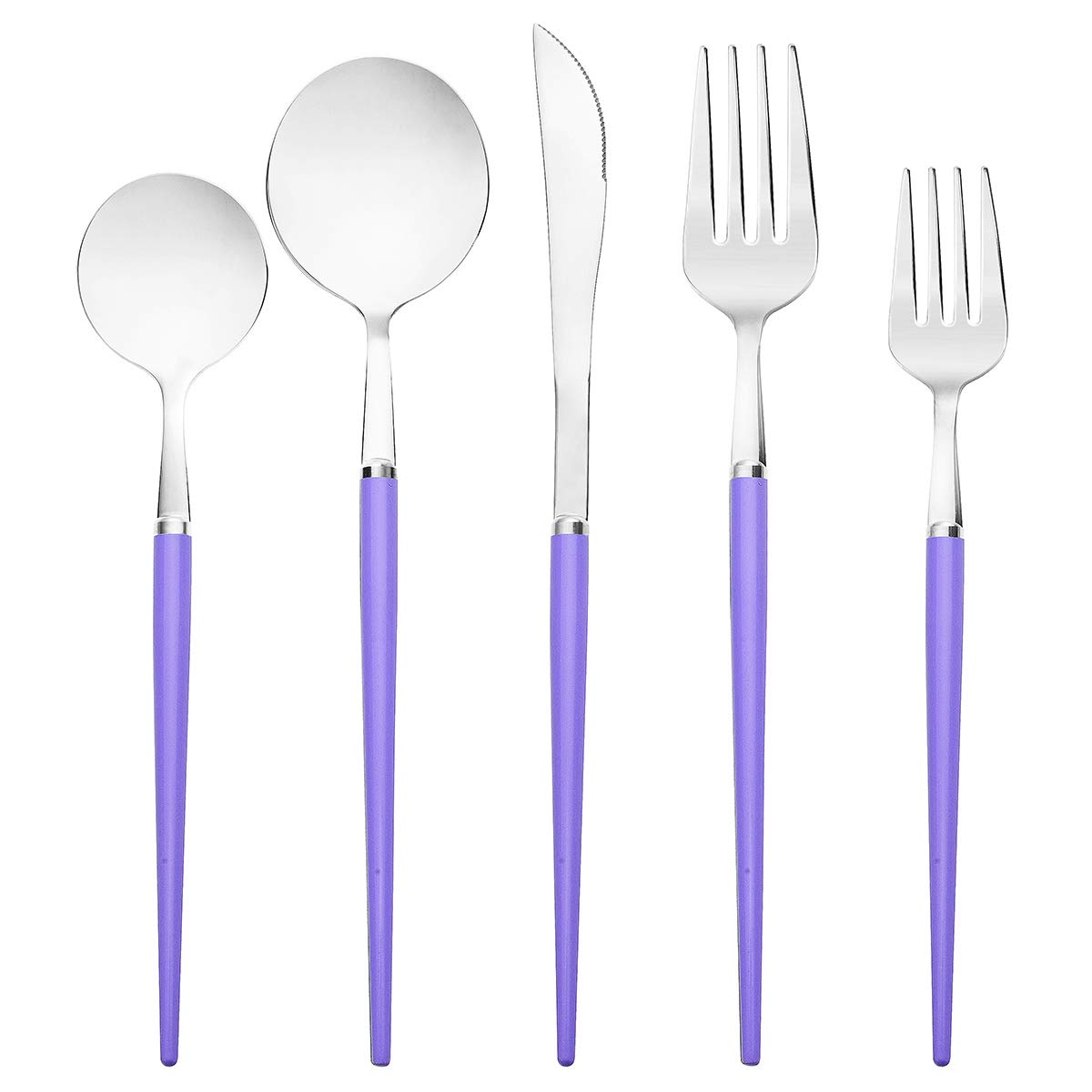 Artthome 20-Piece Stainless Steel Cutlery Set for 4 - Lavender Silver Silverware Utensil Set with Knives, Forks & Spoons - Non-Slip, Non-Toxic & Safe-Edge Kitchen Essentials - Perfect for Dining, Parties, Gifts & Everyday Use