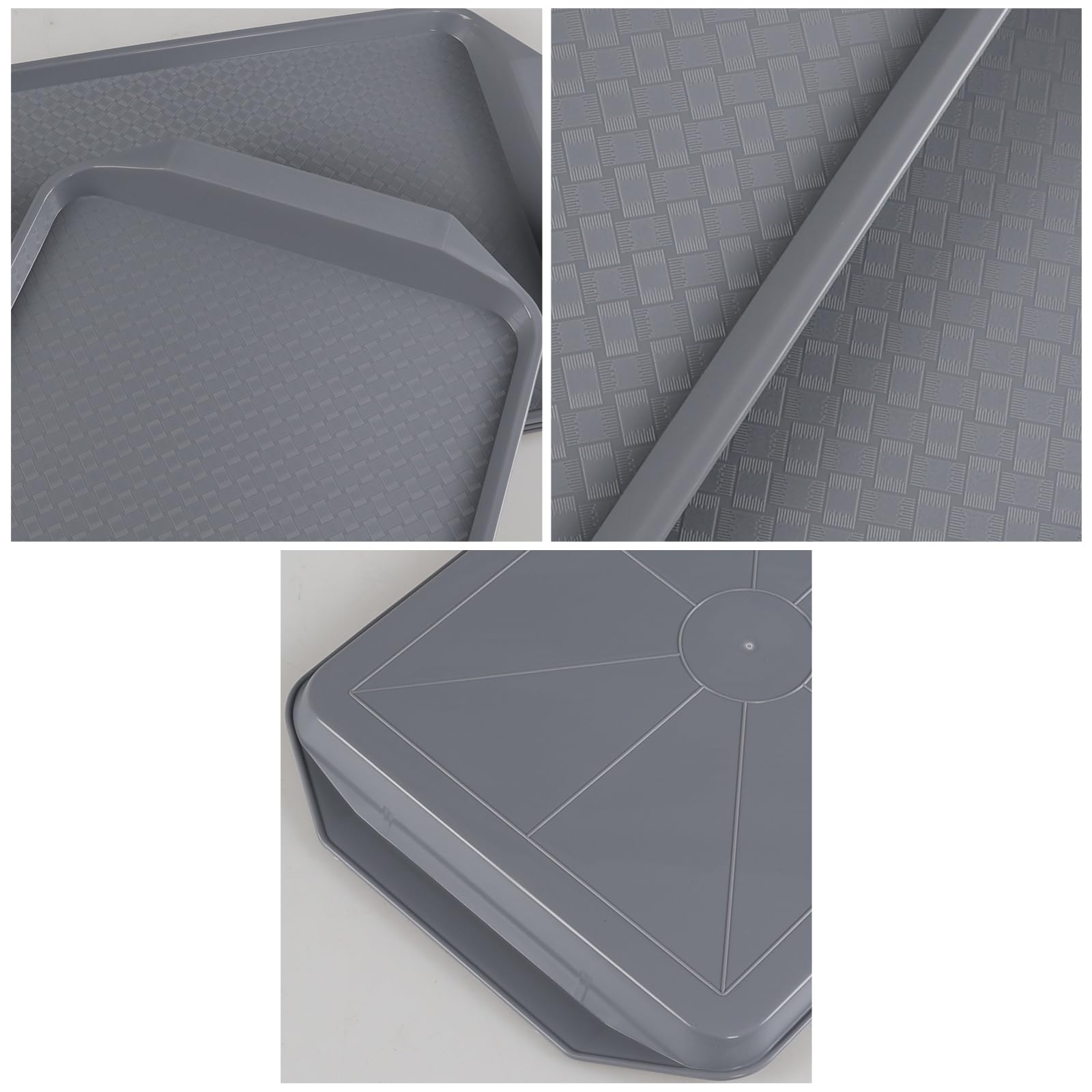 4-Pack Non-Slip Plastic Fast Food Serving Trays - Durable Rectangle Breakfast Trays for Restaurants, Cafes & Home Use - Perfect for Serving Meals, Snacks & Drinks
