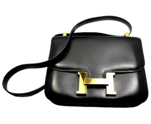 Authentic Hermes 23cm Black Box Leather GHW Constance Handbag - Luxury Designer Crossbody Bag for Women, Perfect for Parties, Dating & Special Occasions