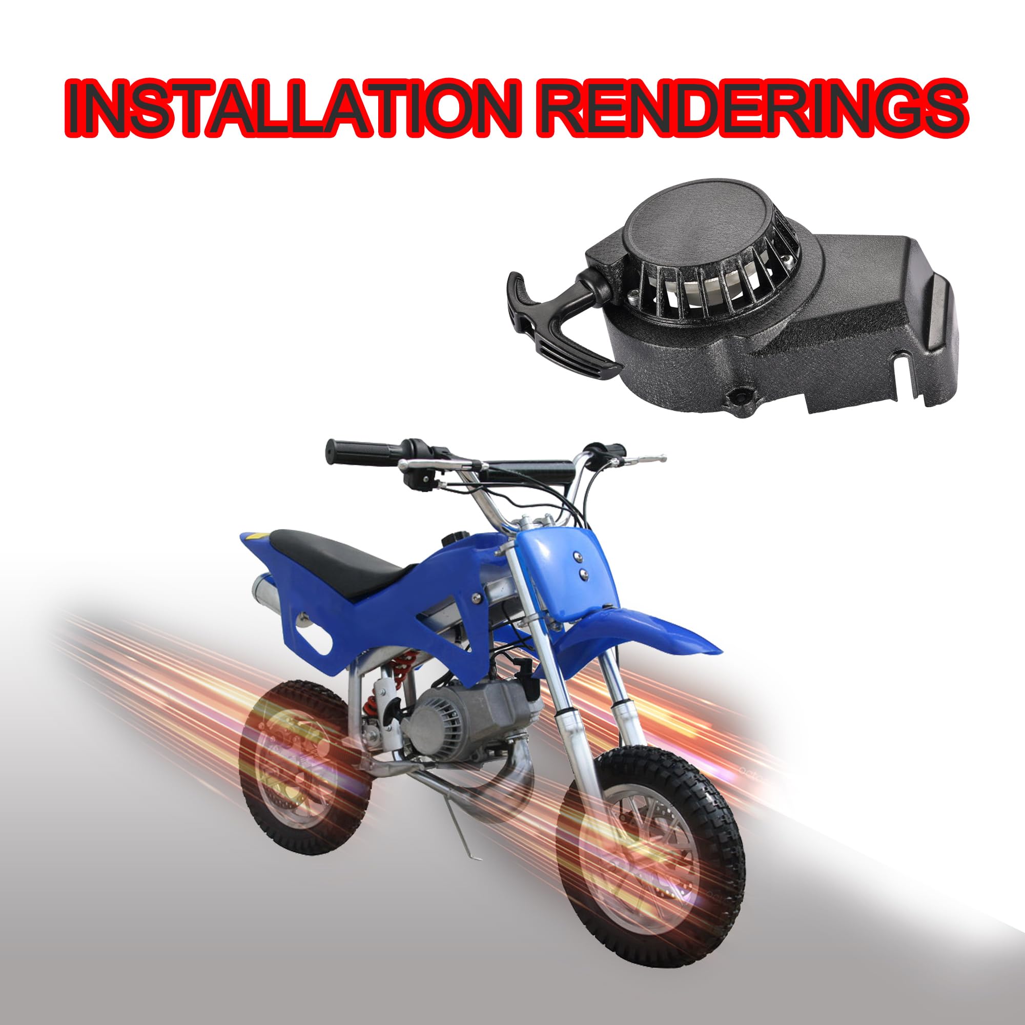 Goofit Black Aluminum Pull Starter with Screws for 47cc 49cc 2-Stroke Engines - Compatible with Pocket Bikes, Mini Bikes, Dirt Bikes, Scooters, ATVs & Motorcycles - Easy Engine Starting for Outdoor Adventures & Off-Road Riding