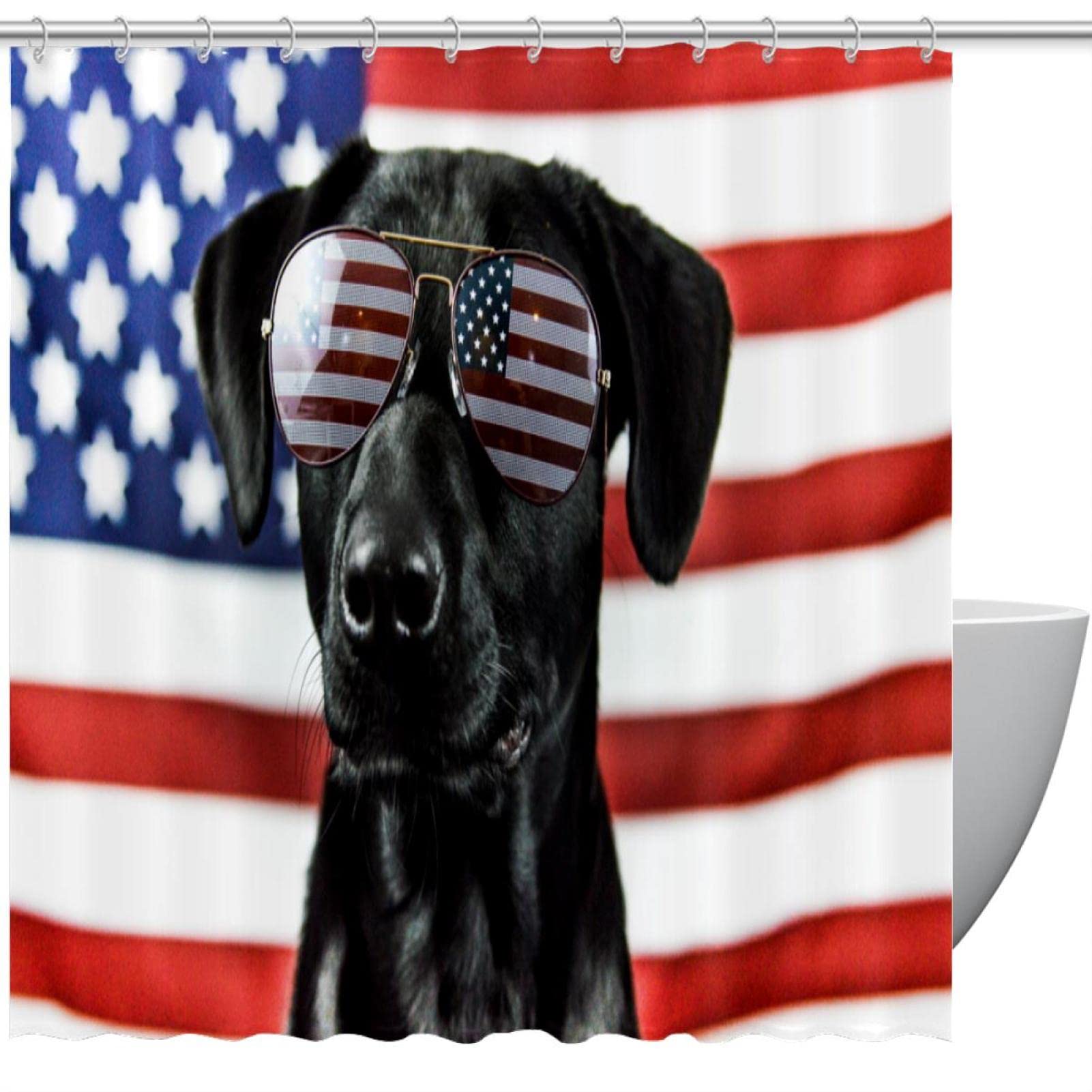 Odorless 4th of July Dog-Themed Shower Curtain - Standard Size 66x72 Inches - Waterproof Bathroom Decor for Pets & Holidays - Perfect for Bathrooms, Showers, and Bathtubs