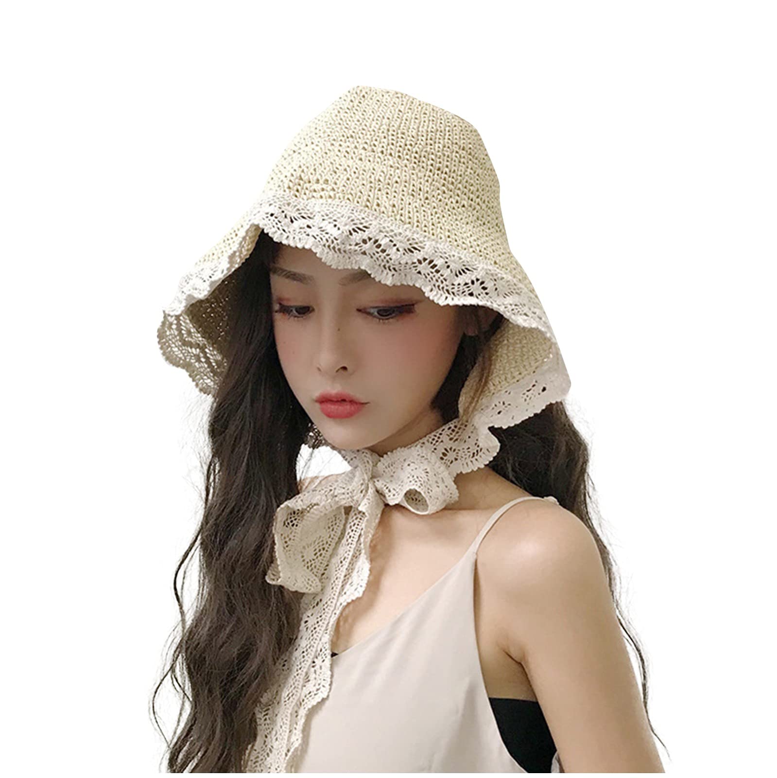 Men's & Women's Straw Woven Lace Sun Hat - Breathable Summer Beach Hat for Outdoor Activities, Gardening, and Vacation