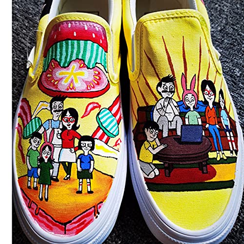 Hand Painted Bob's Burgers Anime Shoes - Custom Cartoon Character Sneakers for Fans & Collectors - Perfect for Cosplay, Conventions & Casual Wear