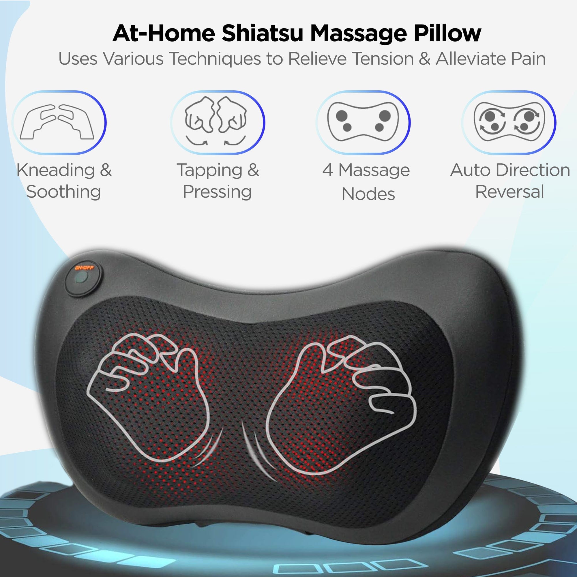 Dr Physio USA Shiatsu Massage Cushion with Heat - Full Body Neck and Back Massager Machine Model 1012 - Perfect for Home, Office and Car Relaxation