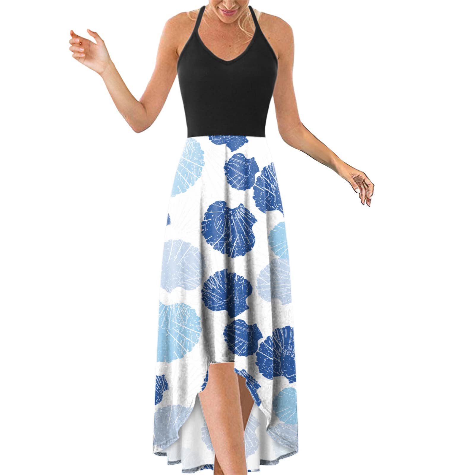 YHAIOGS Women's Summer Long Dresses - Sexy Sleeveless V-Neck Casual Maxi Dress for Plus Size | Beach Wear, Party Outfit & Evening Dress