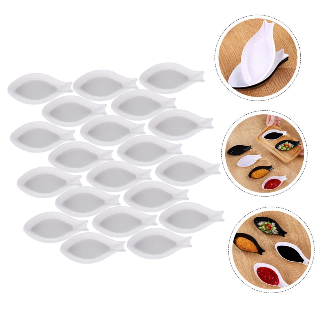 25 Pcs Fish-Shaped Porcelain Dipping Bowls for Sauces, Sushi, Appetizers & Charcuterie Boards - Elegant Condiment Dishes for Asian Cuisine, Party Platters & Home Dining