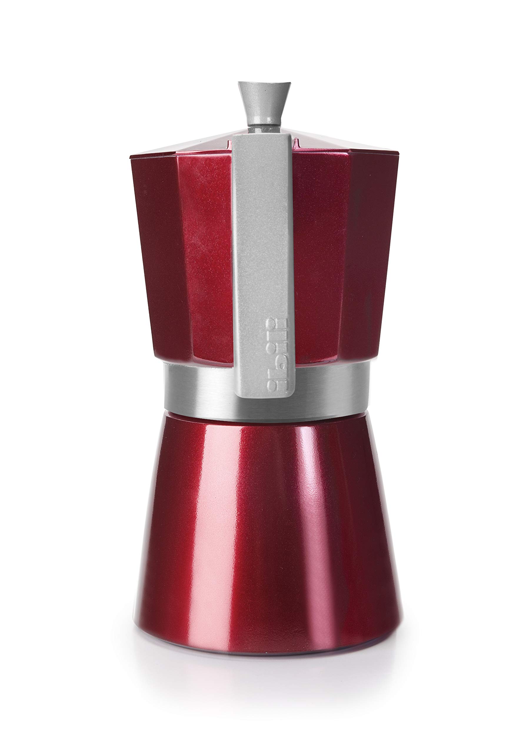 IBILI Evva Red 12-Cup Espresso Coffee Maker - Aluminum Stovetop Moka Pot (30 x 30 x 30 cm) - Perfect for Home, Office & Camping Coffee Brewing
