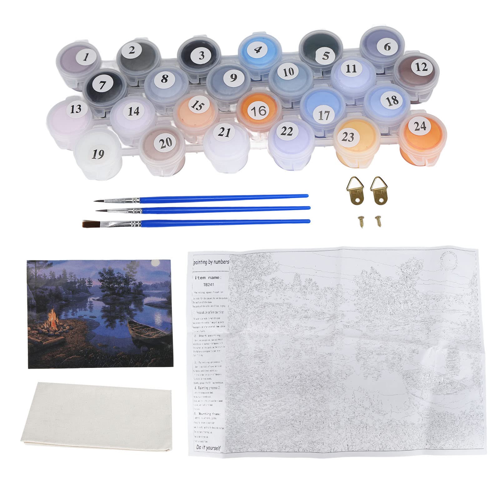 40x50cm Digital Painting of Moonlight Peaceful Lake - Beautiful Wall Art for Kids, Adults & Parents - Perfect for Living Room, Bedroom & Office Decor