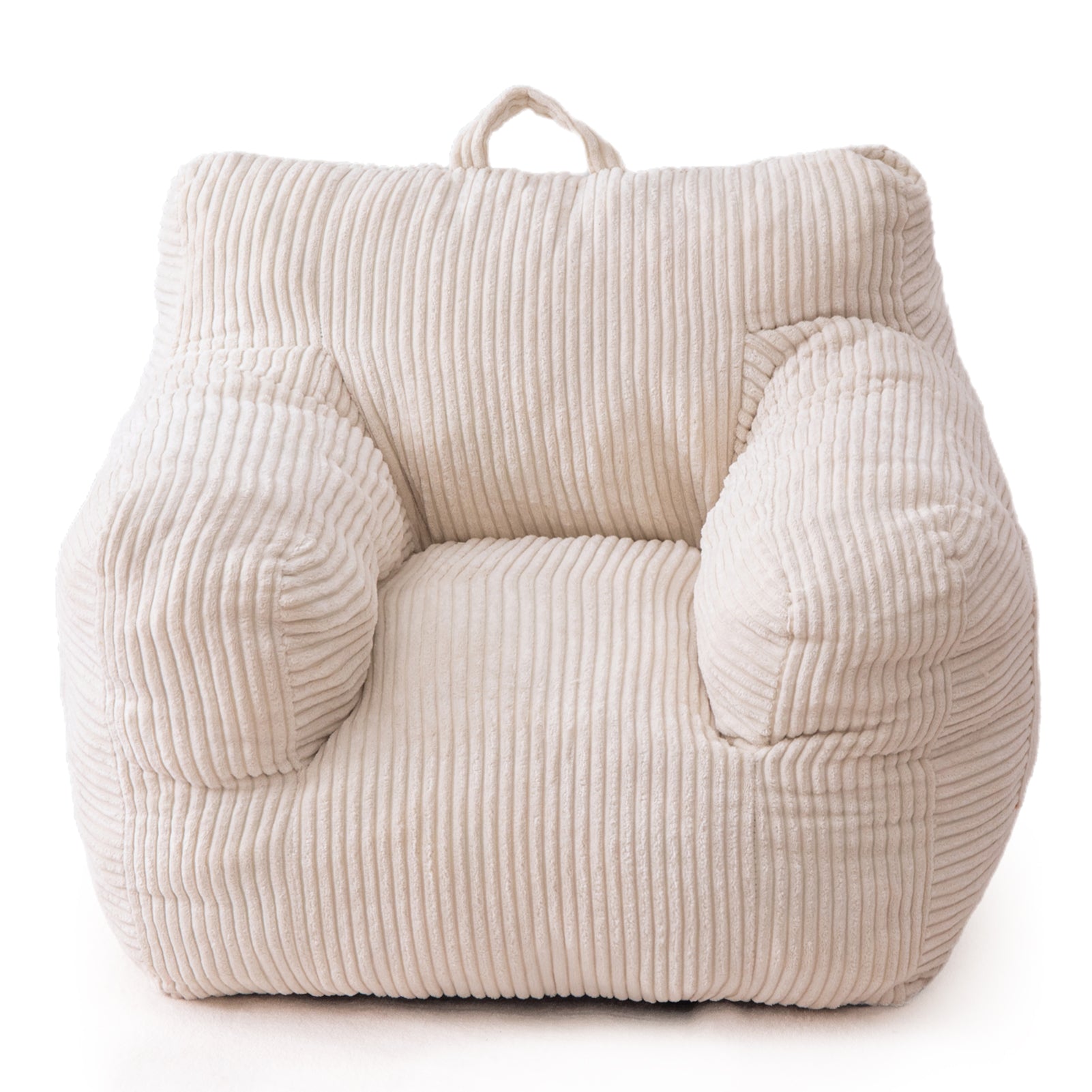 MAXYOYO Kids Bean Bag Chair - Soft Corduroy Bean Bag Couch with Armrests for Boys & Girls, Comfortable Seating for Bedroom, Playroom or Reading Nook (White) - Perfect for Relaxing, Gaming & Study Time