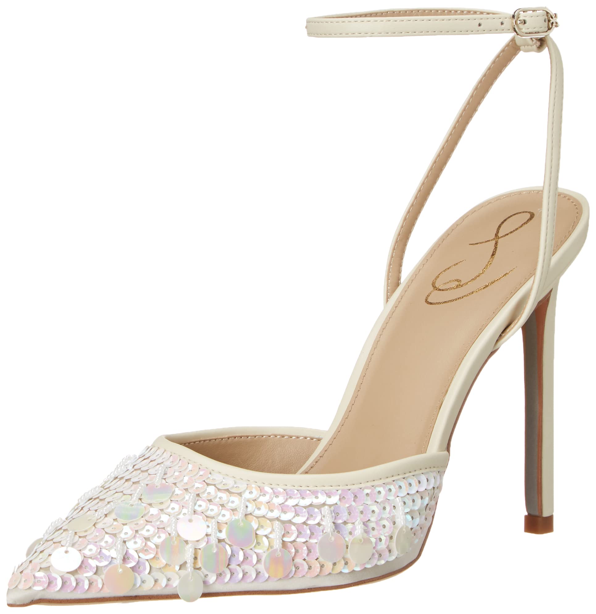 Sam Edelman Women's Avril Pump - Modern Ivory/Iridescent Ivory White Size 6 Medium - Elegant Heels for Work, Wedding & Special Occasions