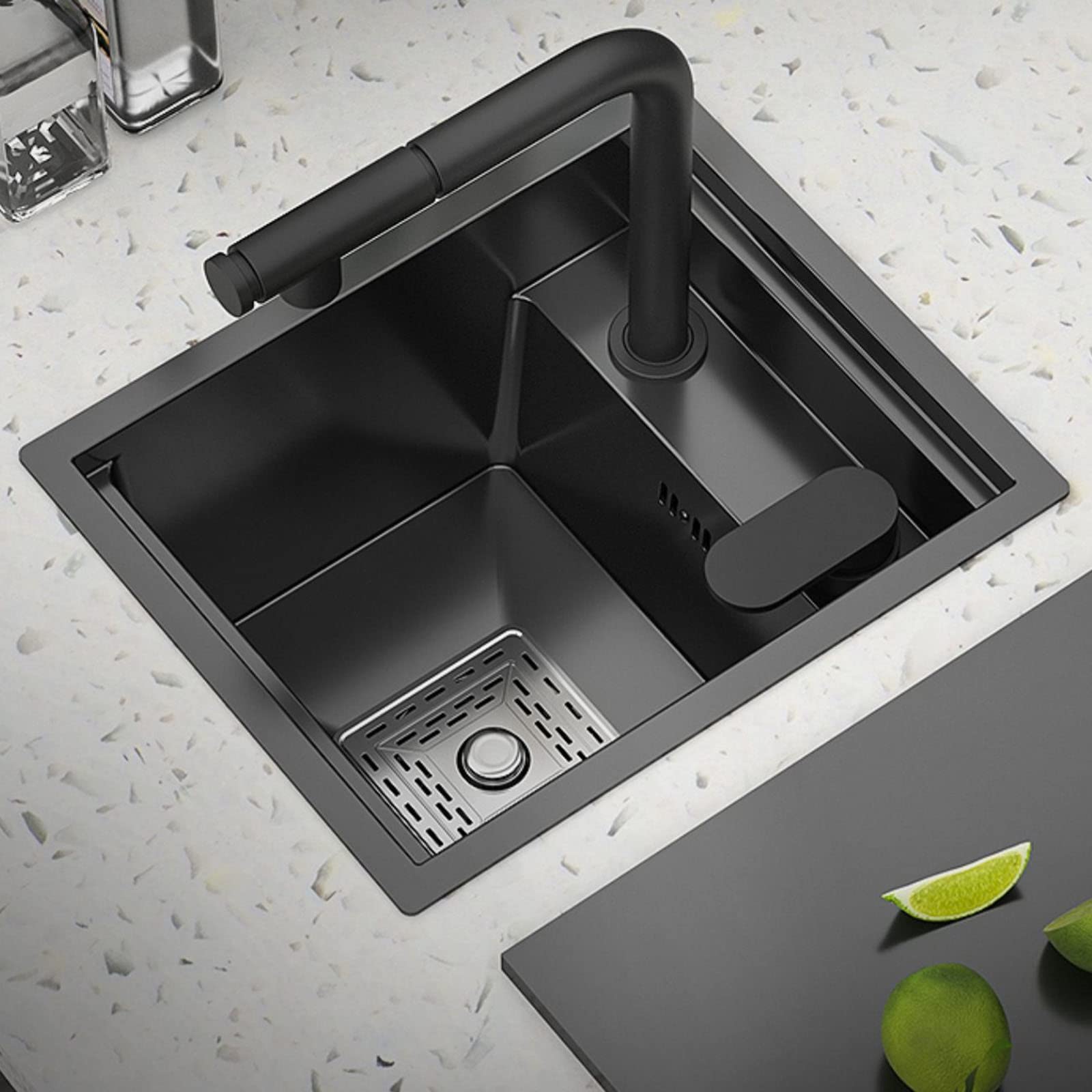 WooDeY 18-Gauge Stainless Steel Undermount Kitchen Sink with Drain Cover - Single Bowl Bar Prep Sink for Vegetables & Dishes - Perfect for Small Kitchens, RV Bars & Food Prep Stations