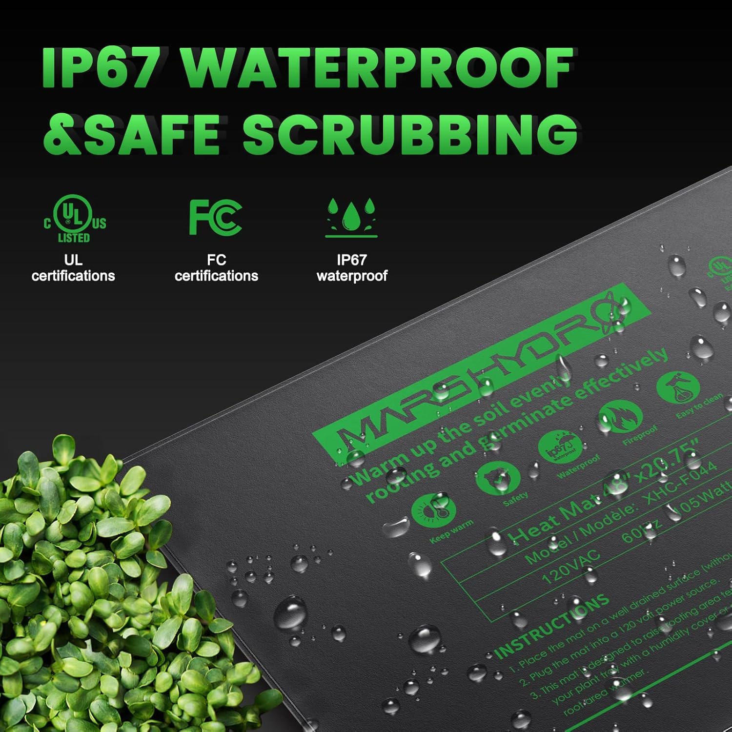 MARS HYDRO 48x20.75 Inch Seedling Heat Mat with Digital Thermostat - Waterproof Plant Warming Pad for Seed Germination, Indoor Plants, Hydroponics & Greenhouse Gardening - Perfect for Starting Seeds, Cloning & Plant Propagation