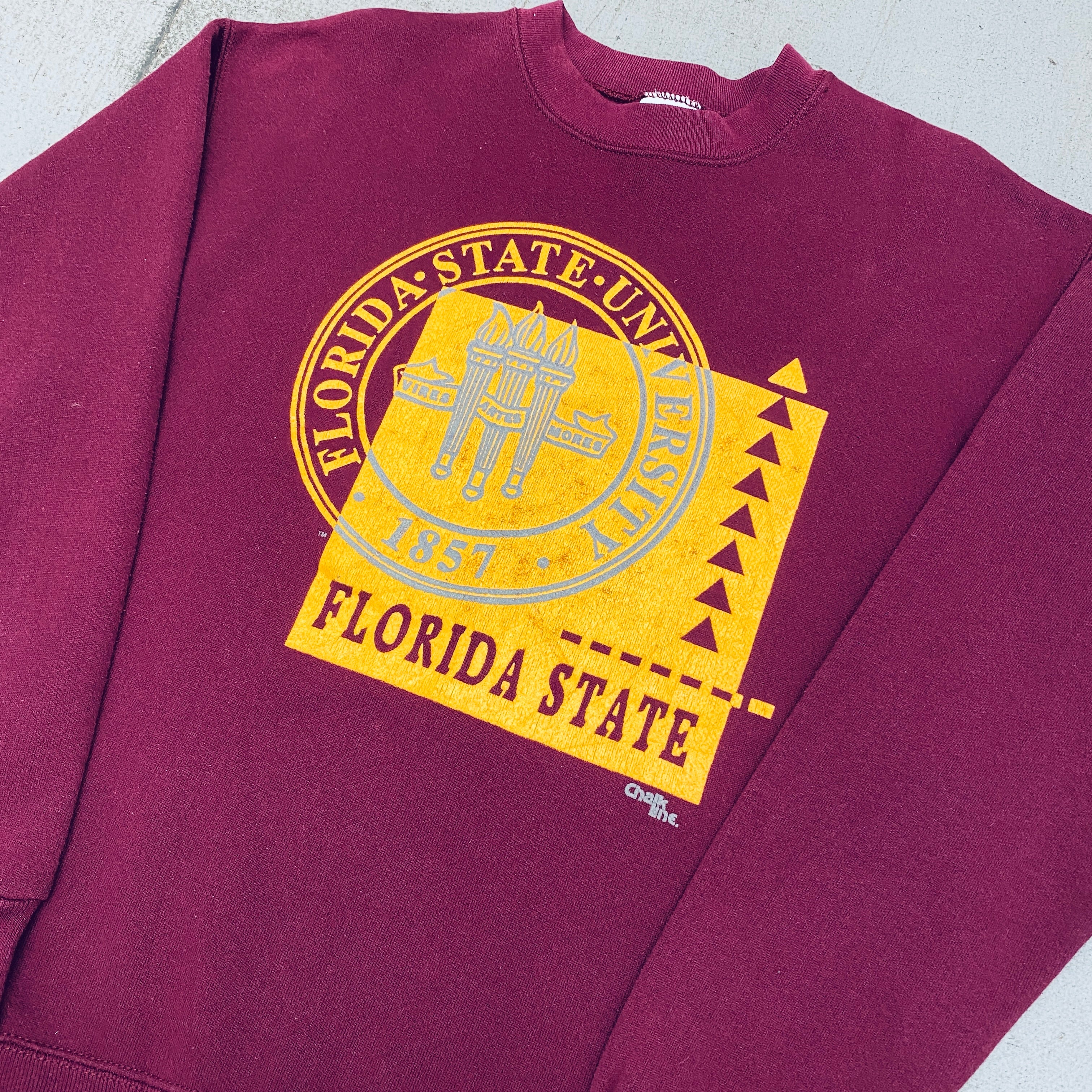 Florida State Seminoles 1990s Vintage Chalk Line University Seal Graphic Sweatshirt - Men's Medium/Large - Retro College Fan Apparel for Game Day & Casual Wear