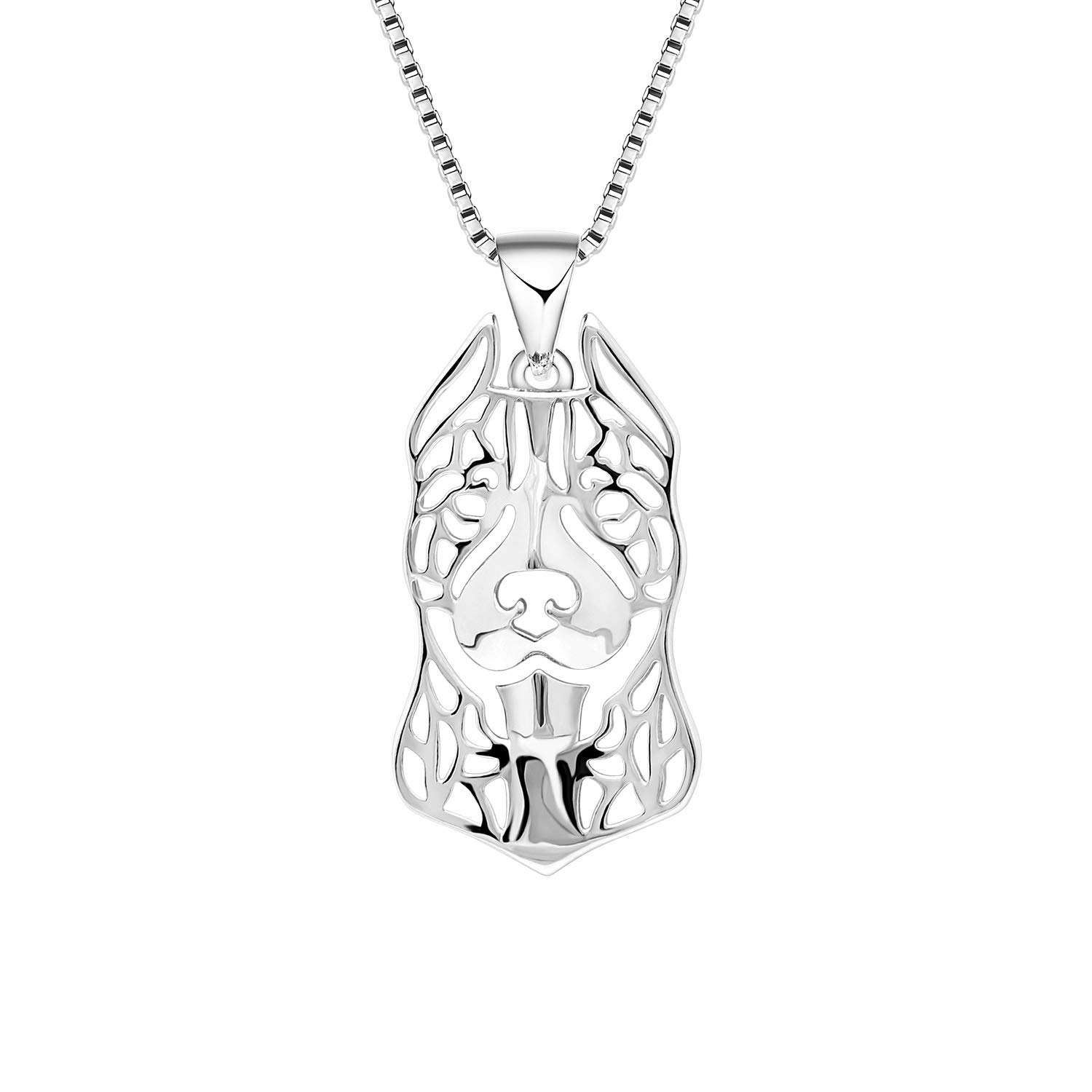 Pitbull Dog Jewelry Set for Women - 925 Sterling Silver Pit Bull Earrings and Necklace with Chain | American Staffordshire Terrier Pendant for Dog Moms | Perfect Gift for Pet Lovers, Dog Birthday, Mother's Day